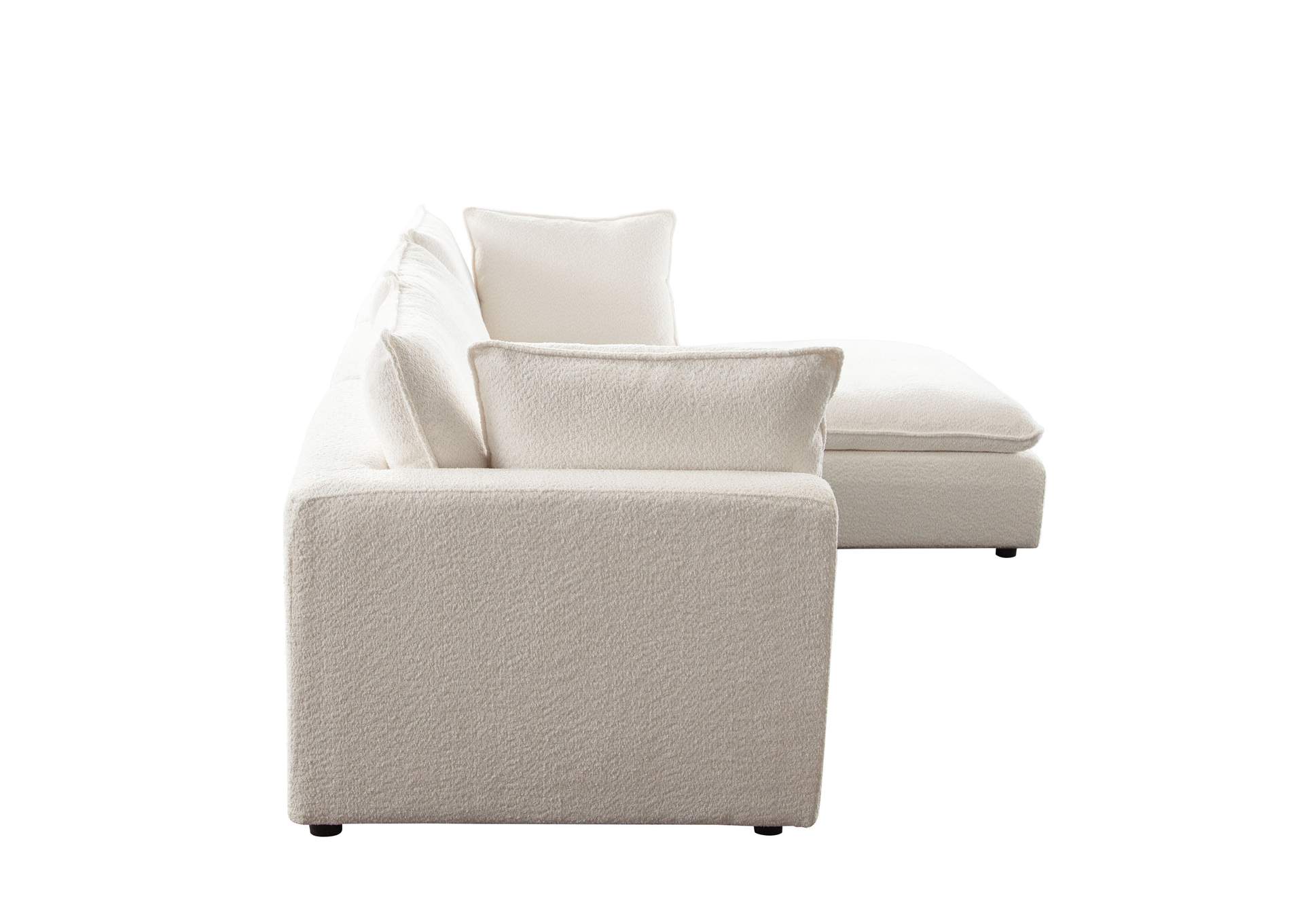 Ivy 4-piece Reversible Modular Chaise Sectional In White Faux Shearling W/ Feather Down Seating image 9