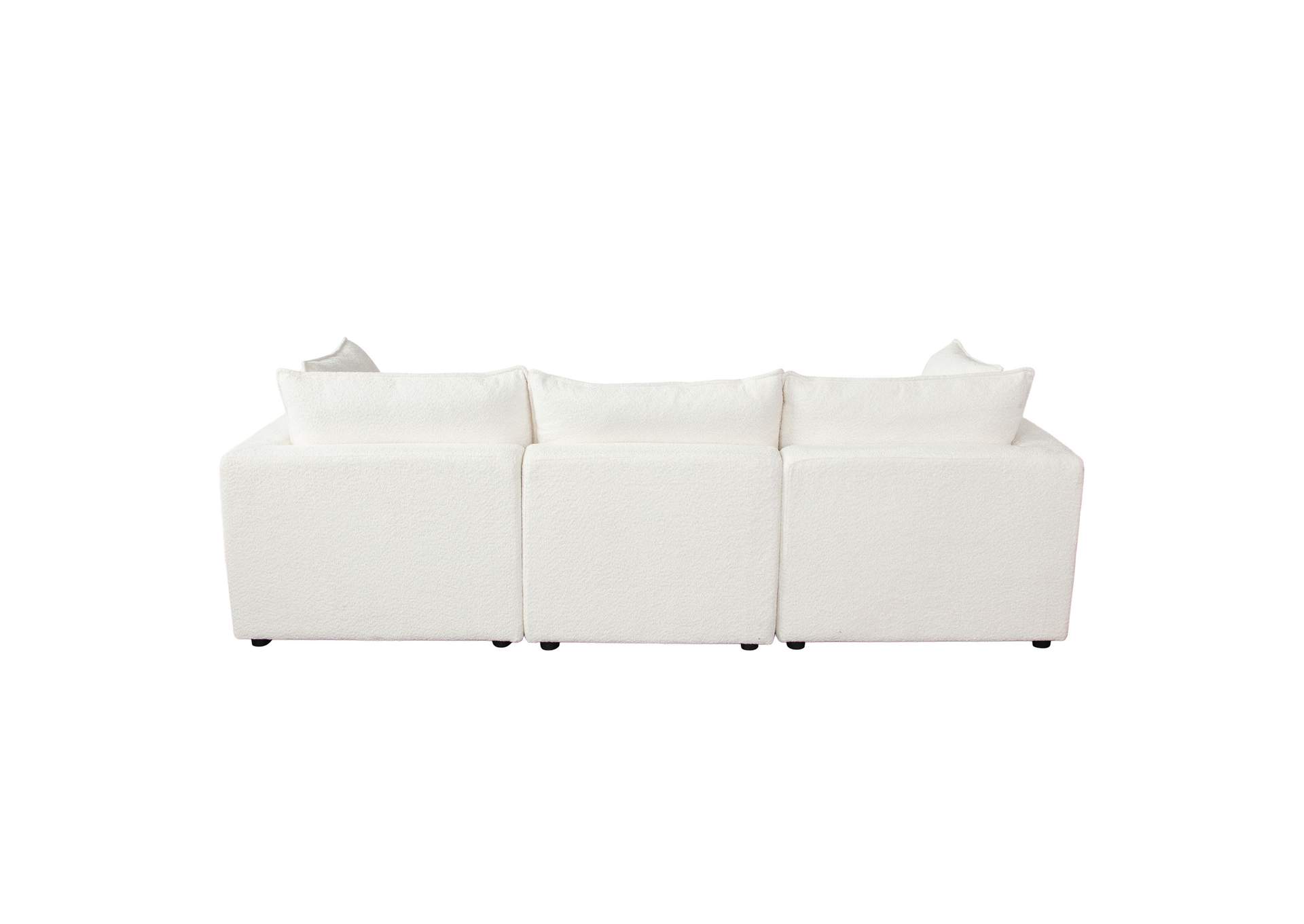 Ivy 4-piece Reversible Modular Chaise Sectional In White Faux Shearling W/ Feather Down Seating image 10