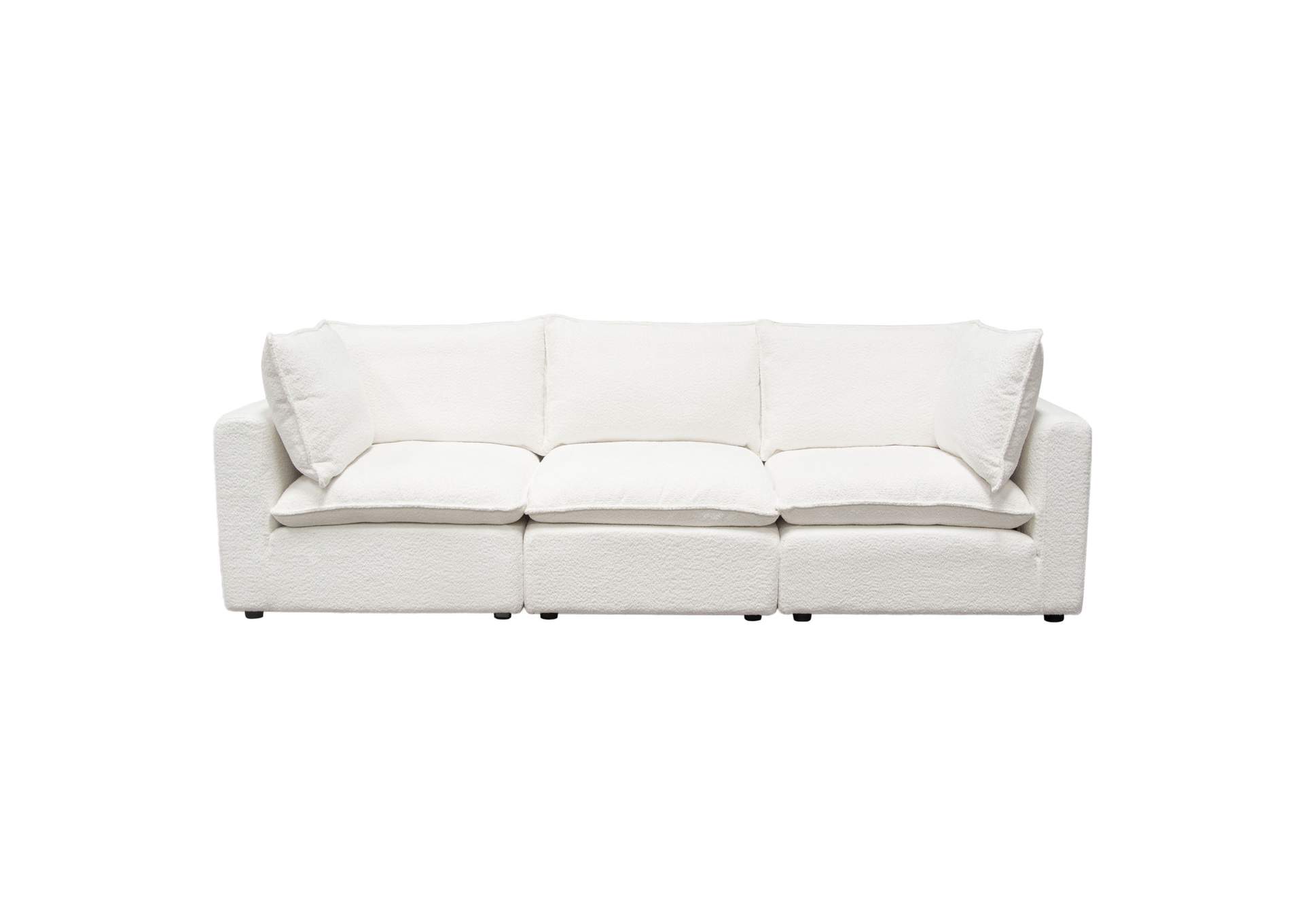 Ivy 3-piece Modular Sofa In White Faux Shearling W/ Feather Down Seating image 1