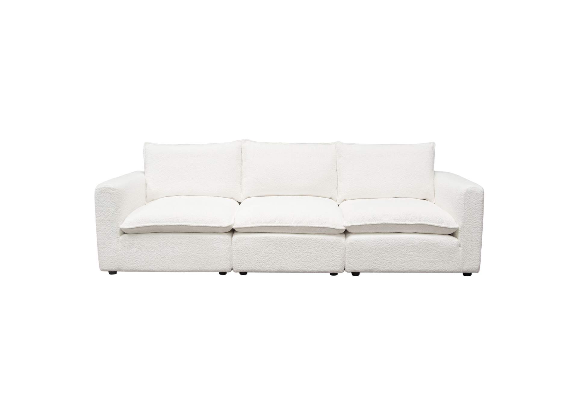 Ivy 3-piece Modular Sofa In White Faux Shearling W/ Feather Down Seating image 3