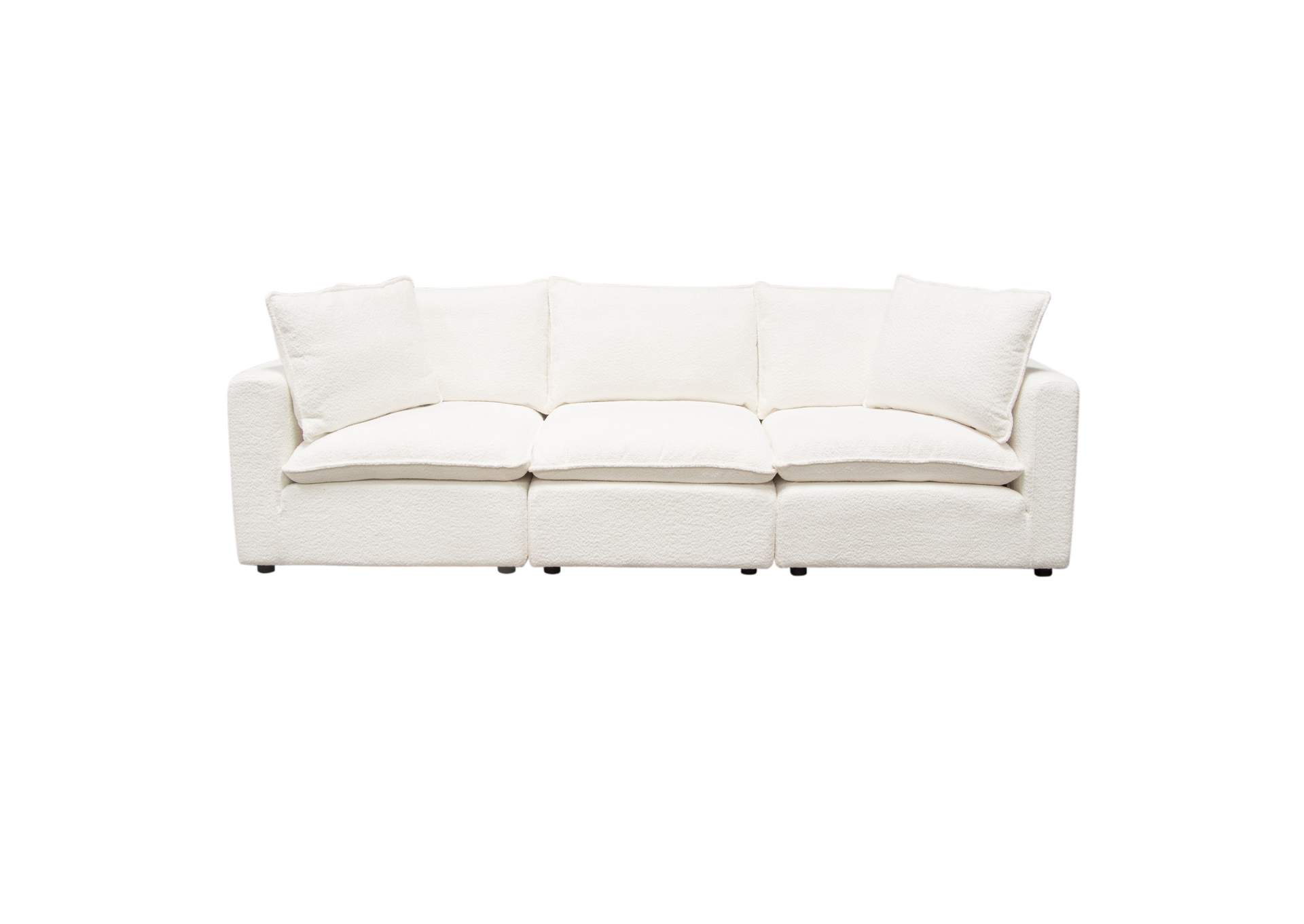 Ivy 3-piece Modular Sofa In White Faux Shearling W/ Feather Down Seating image 7
