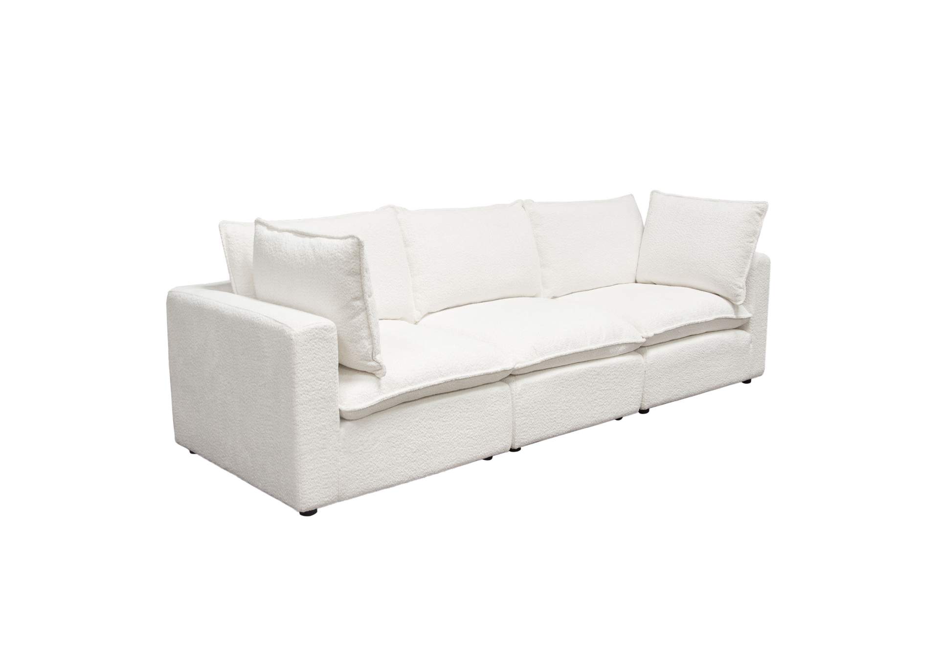 Ivy 3-piece Modular Sofa In White Faux Shearling W/ Feather Down Seating image 9