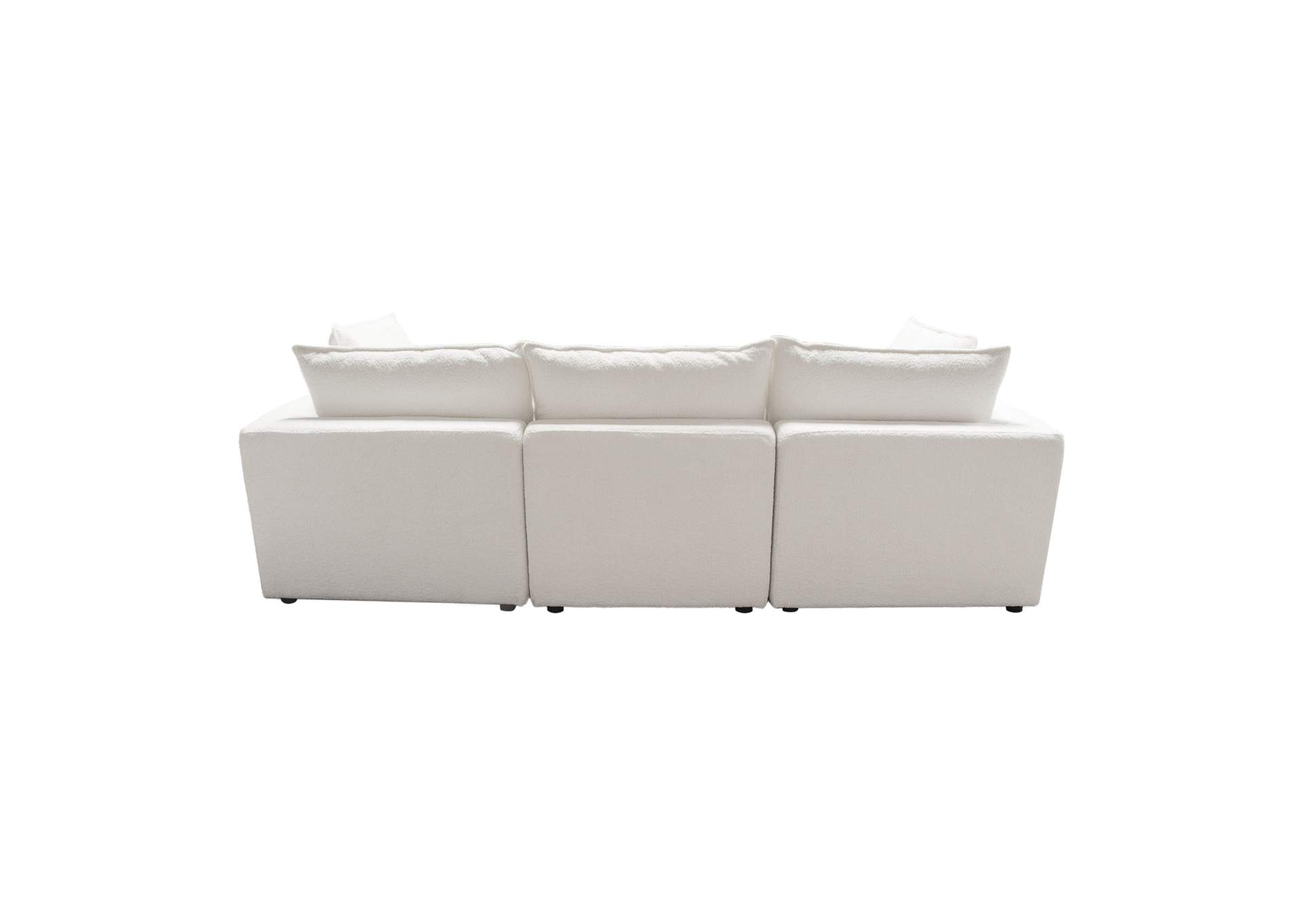 Ivy 3-piece Modular Sofa In White Faux Shearling W/ Feather Down Seating image 11