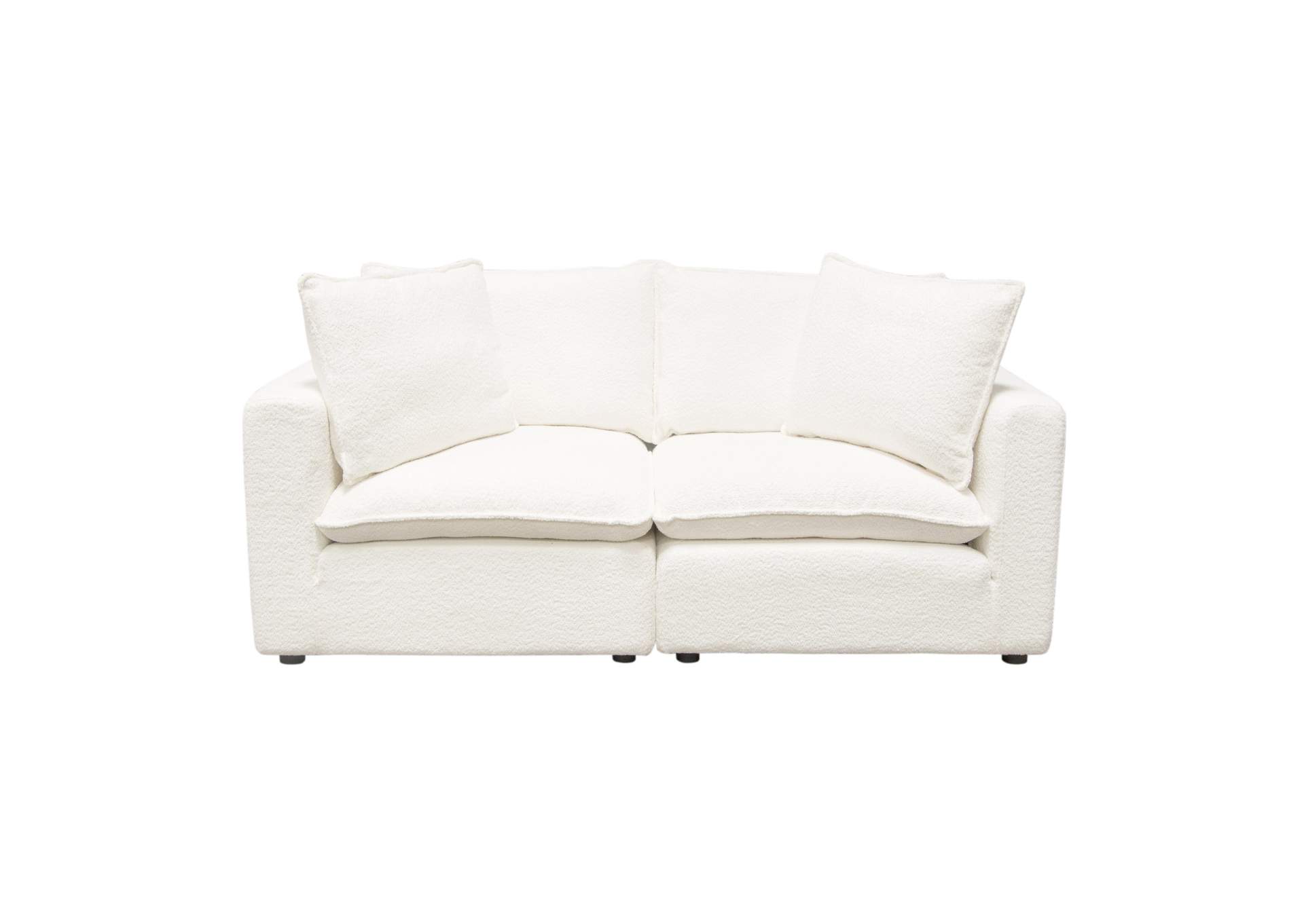 Ivy 2-piece Modular Sofa In White Faux Shearling W/ Feather Down Seating image 1