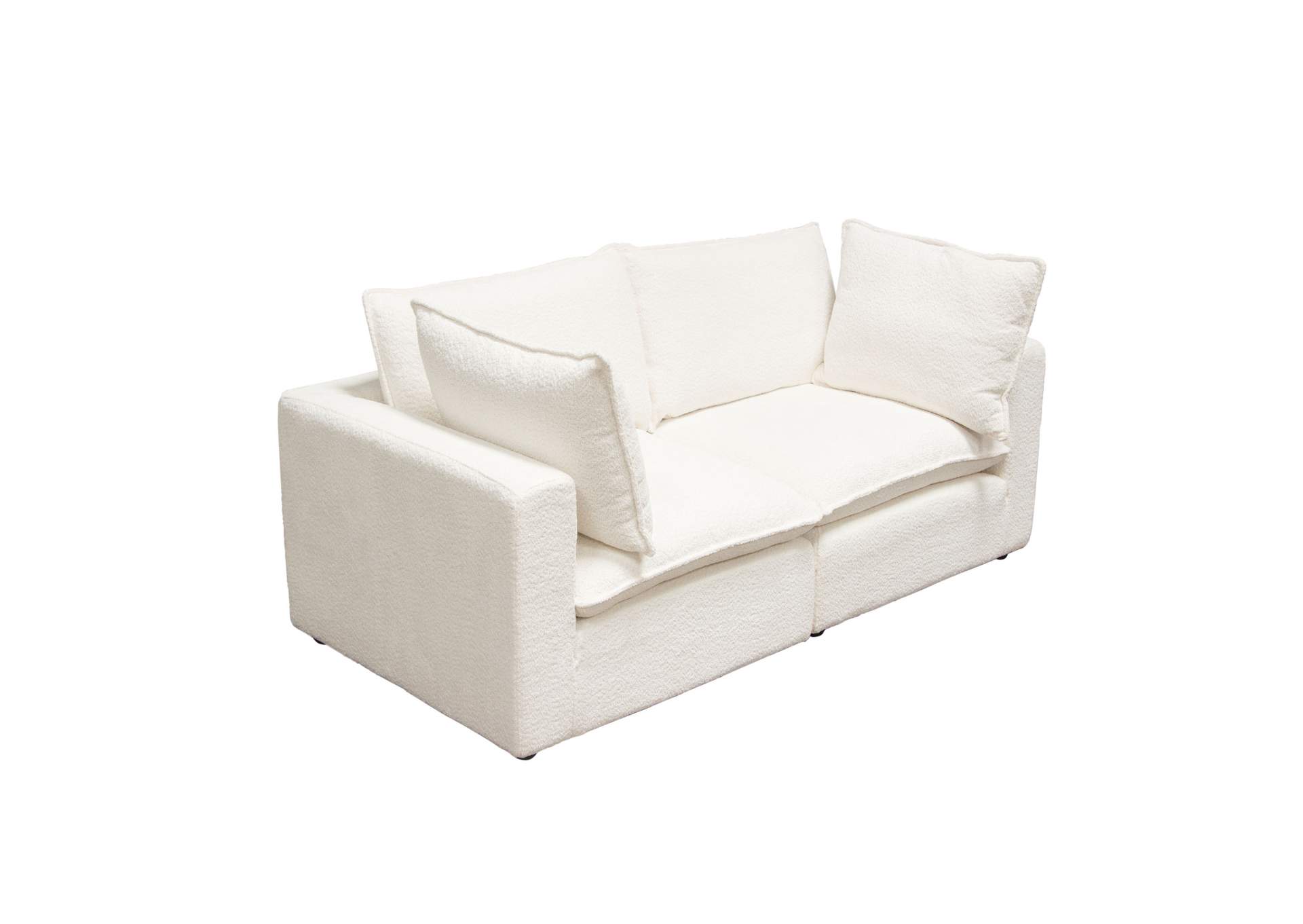 Ivy 2-piece Modular Sofa In White Faux Shearling W/ Feather Down Seating image 3