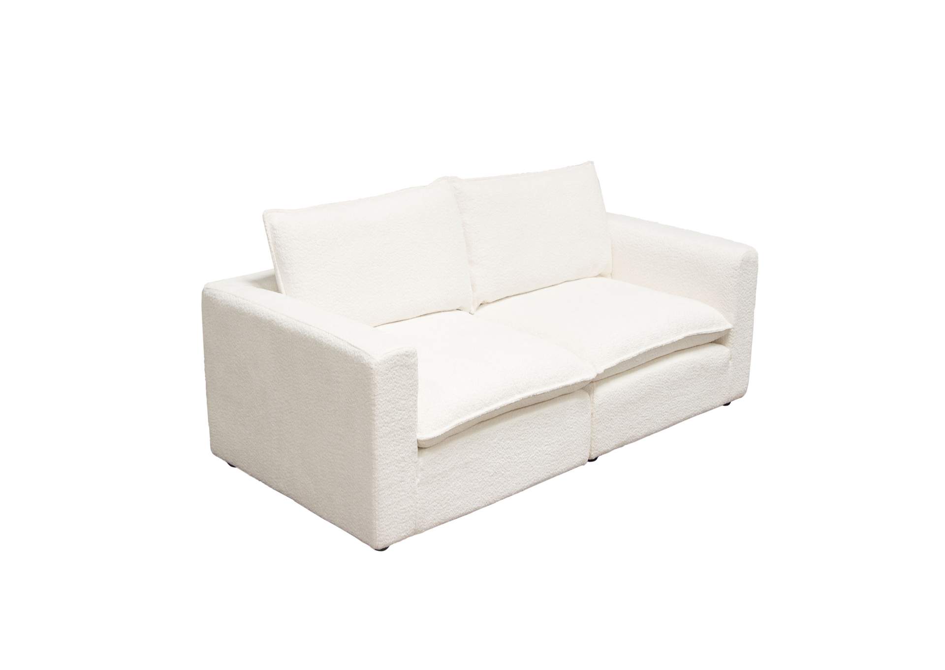 Ivy 2-piece Modular Sofa In White Faux Shearling W/ Feather Down Seating image 5