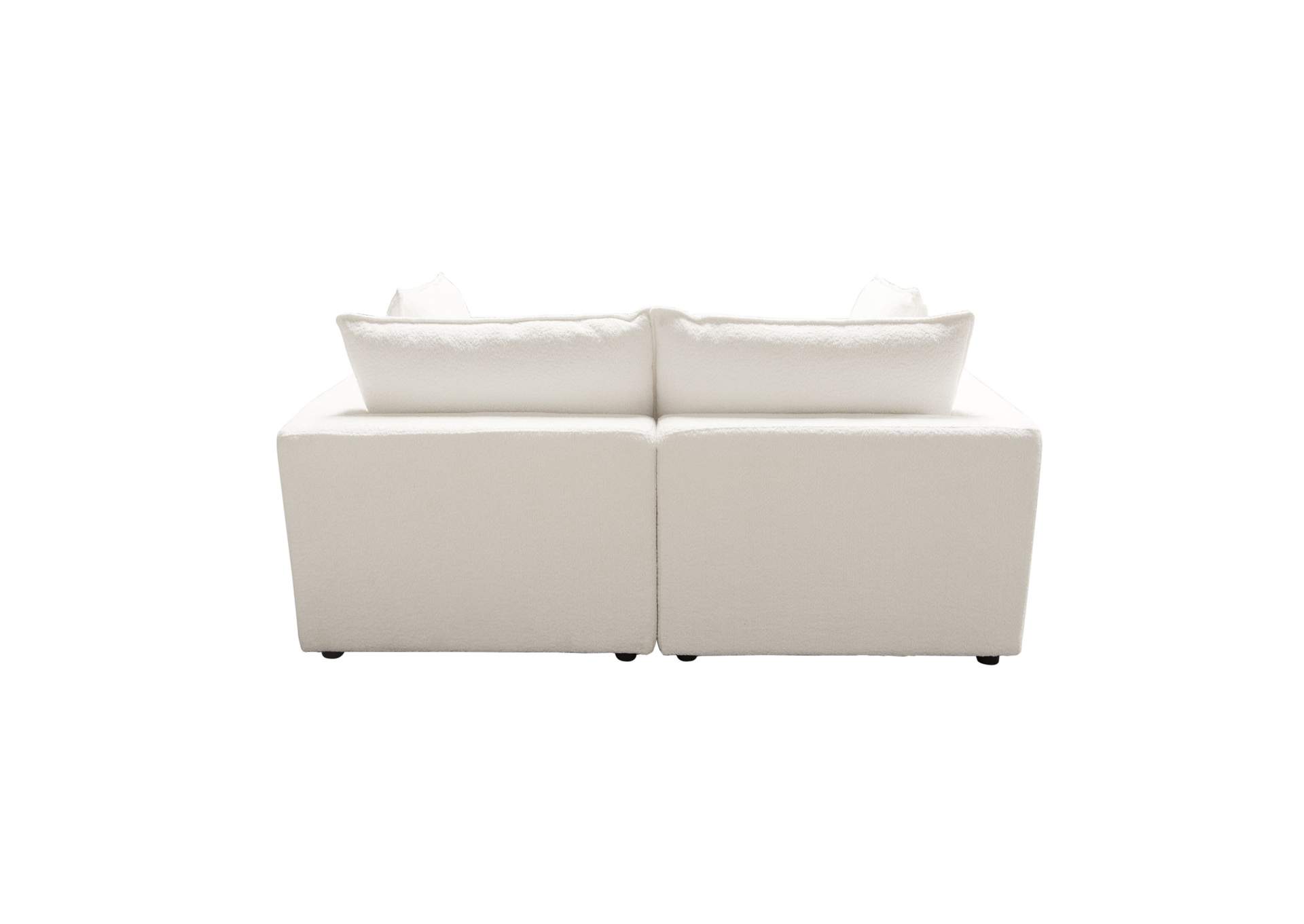 Ivy 2-piece Modular Sofa In White Faux Shearling W/ Feather Down Seating image 8