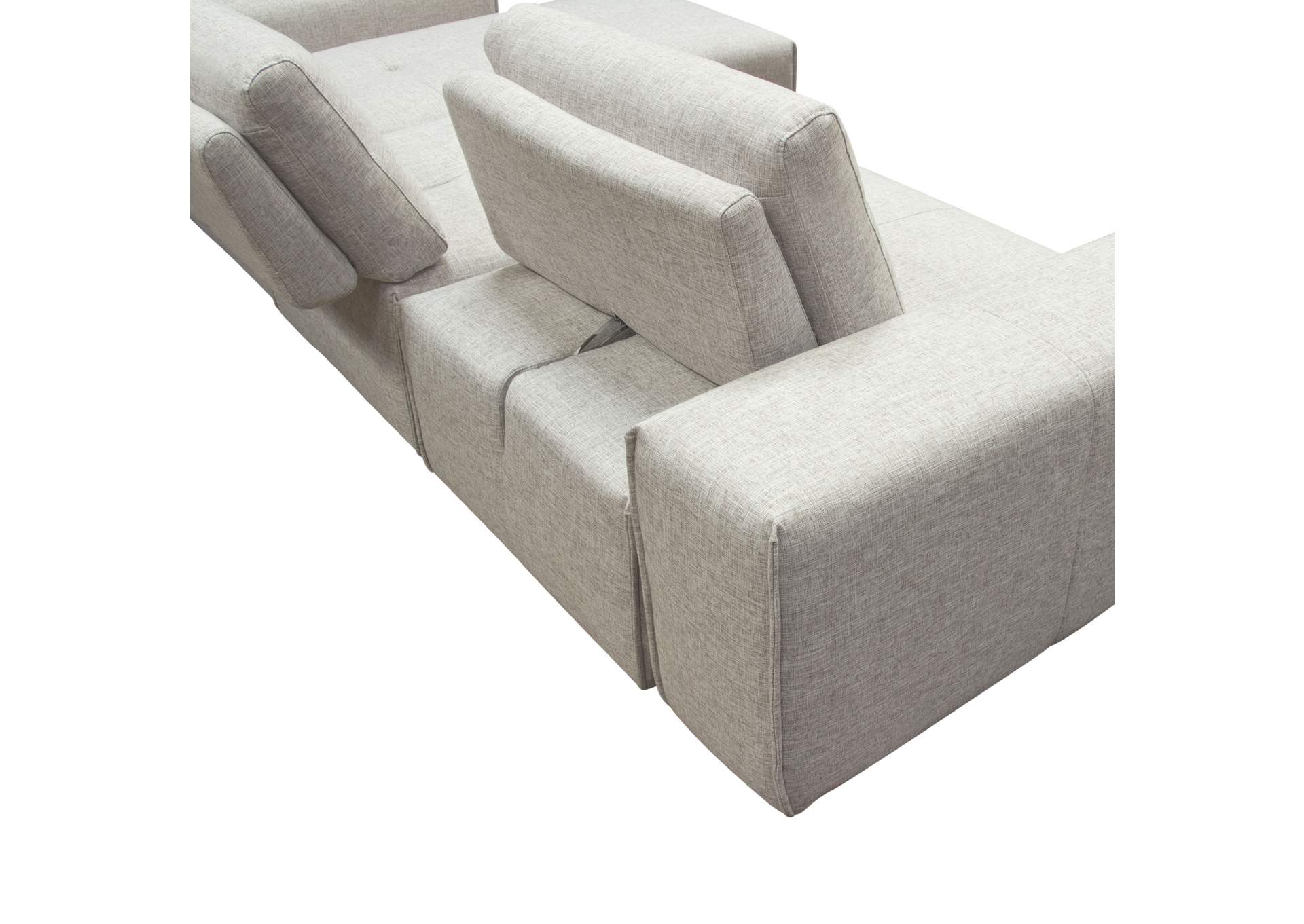 Jazz Modular 3-seater Chaise Sectional With Adjustable Backrests In Light Brown Fabric image 15