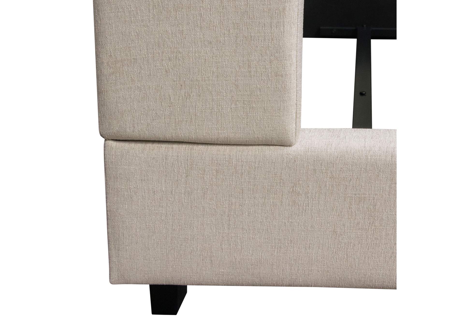 Madison Ave Tufted Wing Queen Bed In Sand Button Tufted Fabric image 5