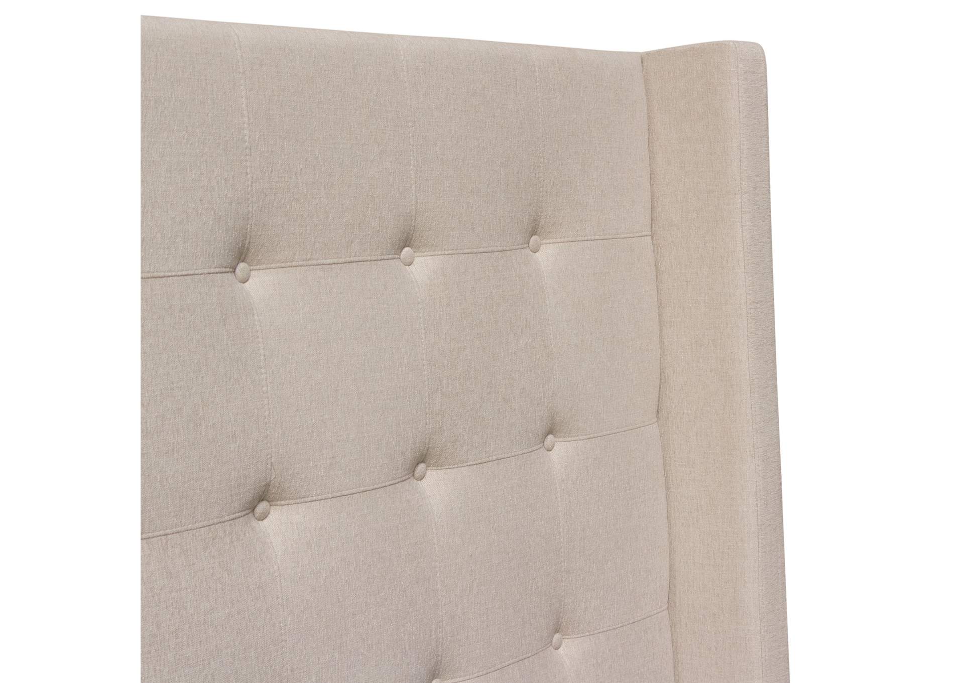 Madison Ave Tufted Wing Queen Bed In Sand Button Tufted Fabric image 6