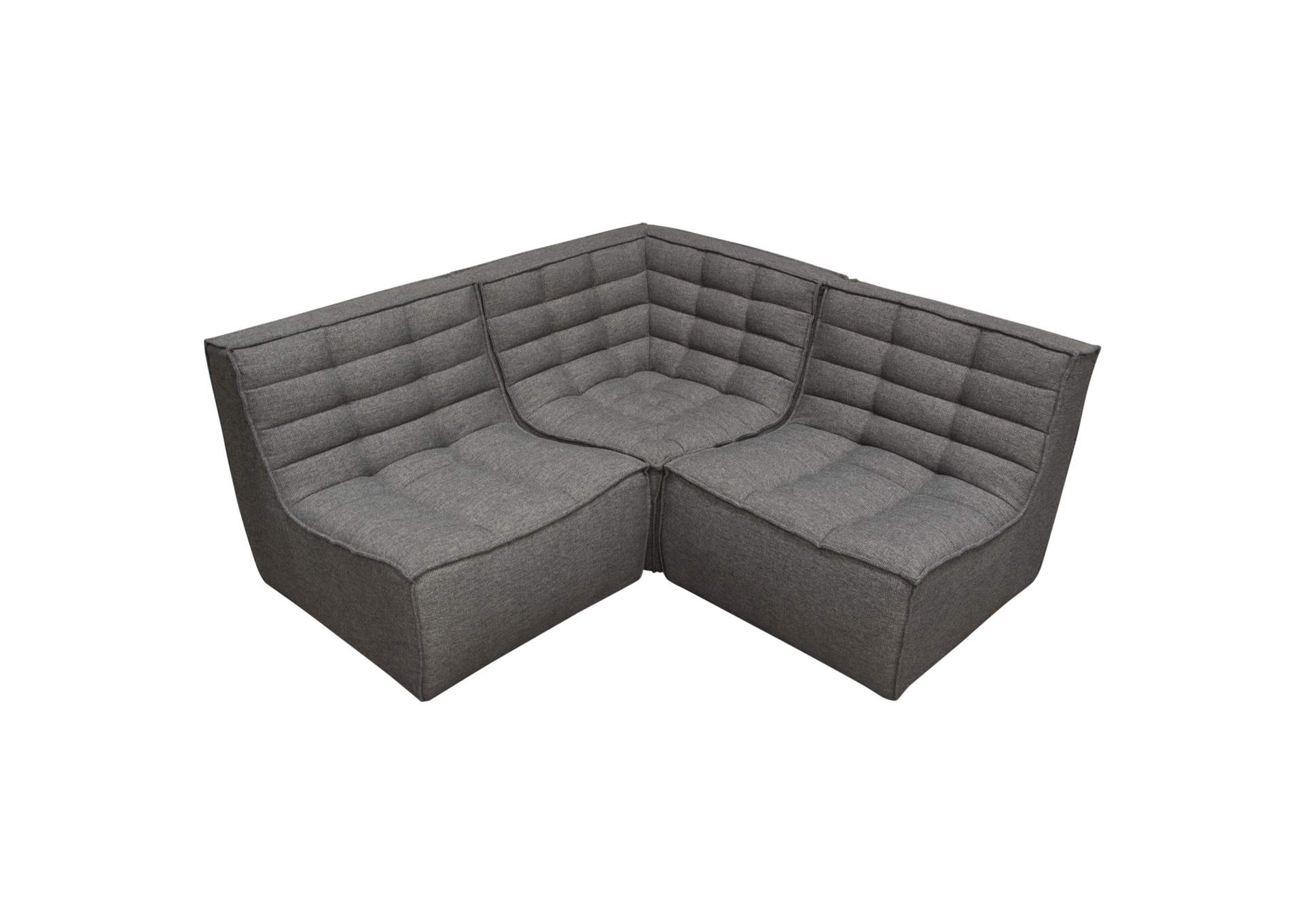 Marshall 3pc Corner Modular Sectional W/ Scooped Seat In Grey Fabric image 13