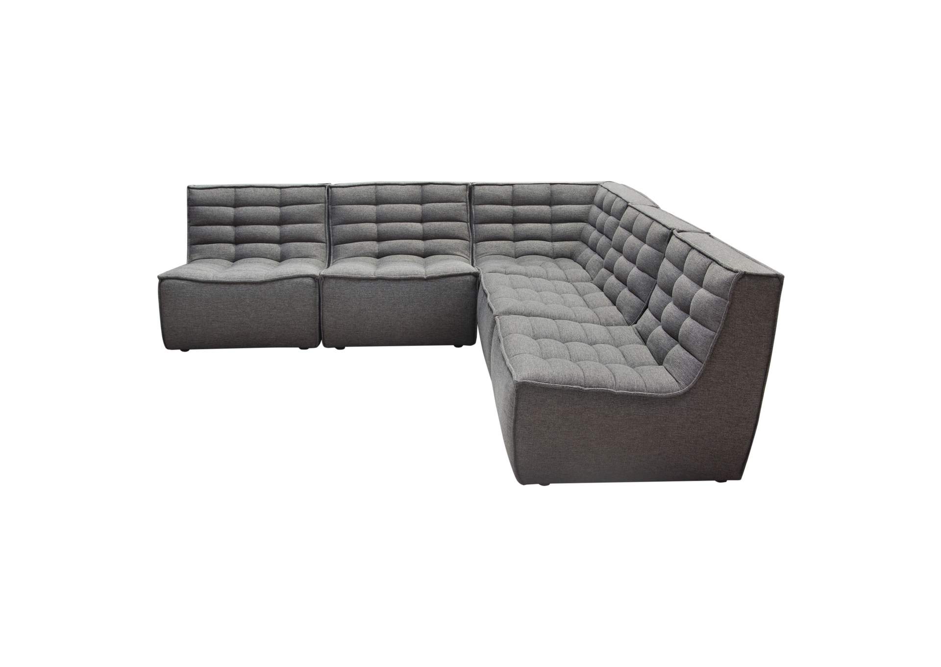 Marshall 5pc Corner Modular Sectional W/ Scooped Seat In Grey Fabric image 1