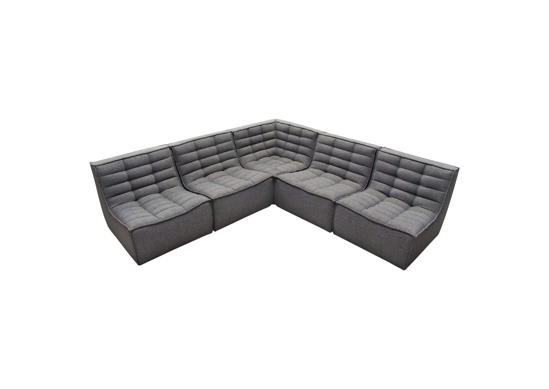 Marshall 5pc Corner Modular Sectional W/ Scooped Seat In Grey Fabric image 33