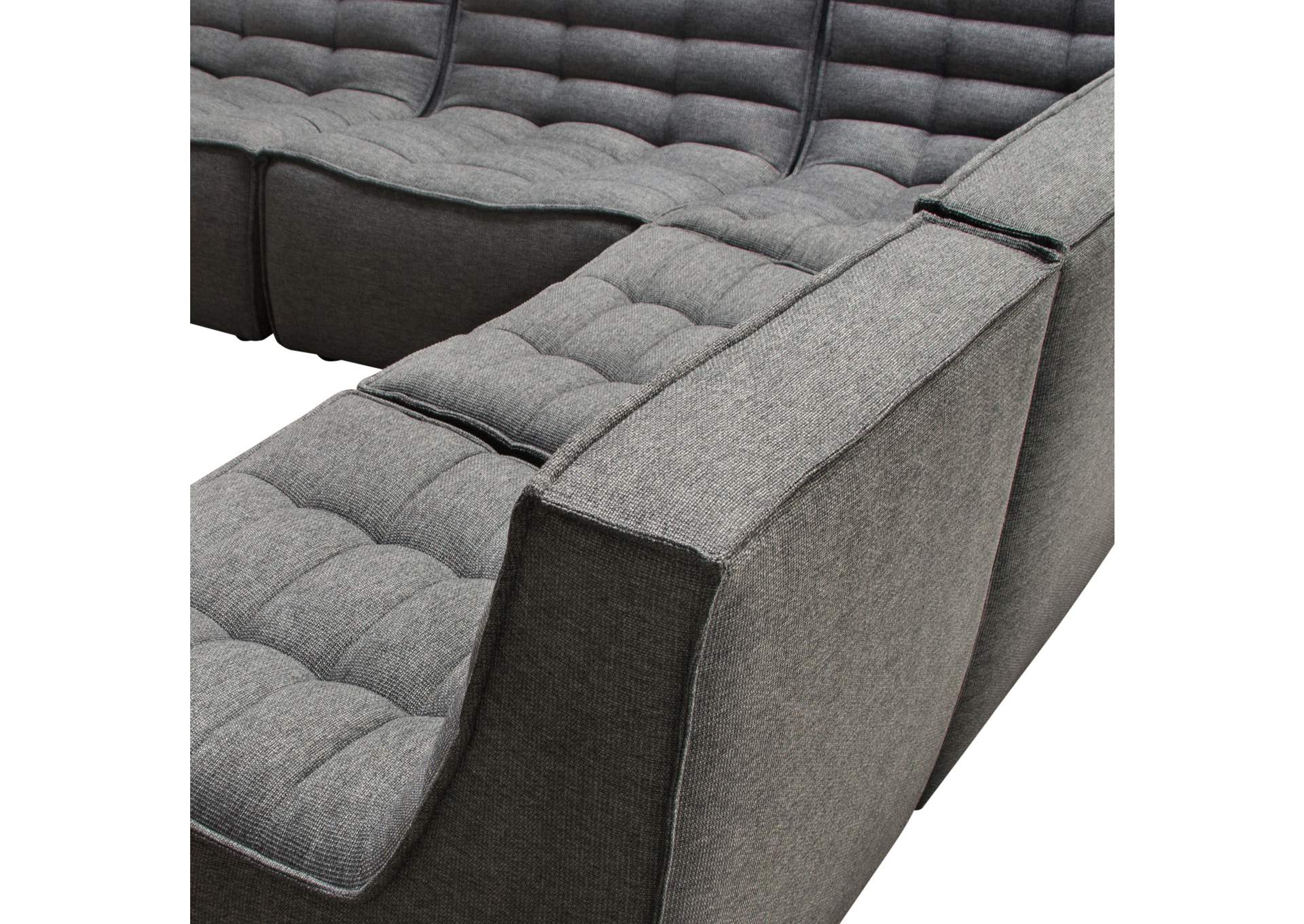 Marshall 5pc Corner Modular Sectional W/ Scooped Seat In Grey Fabric image 31