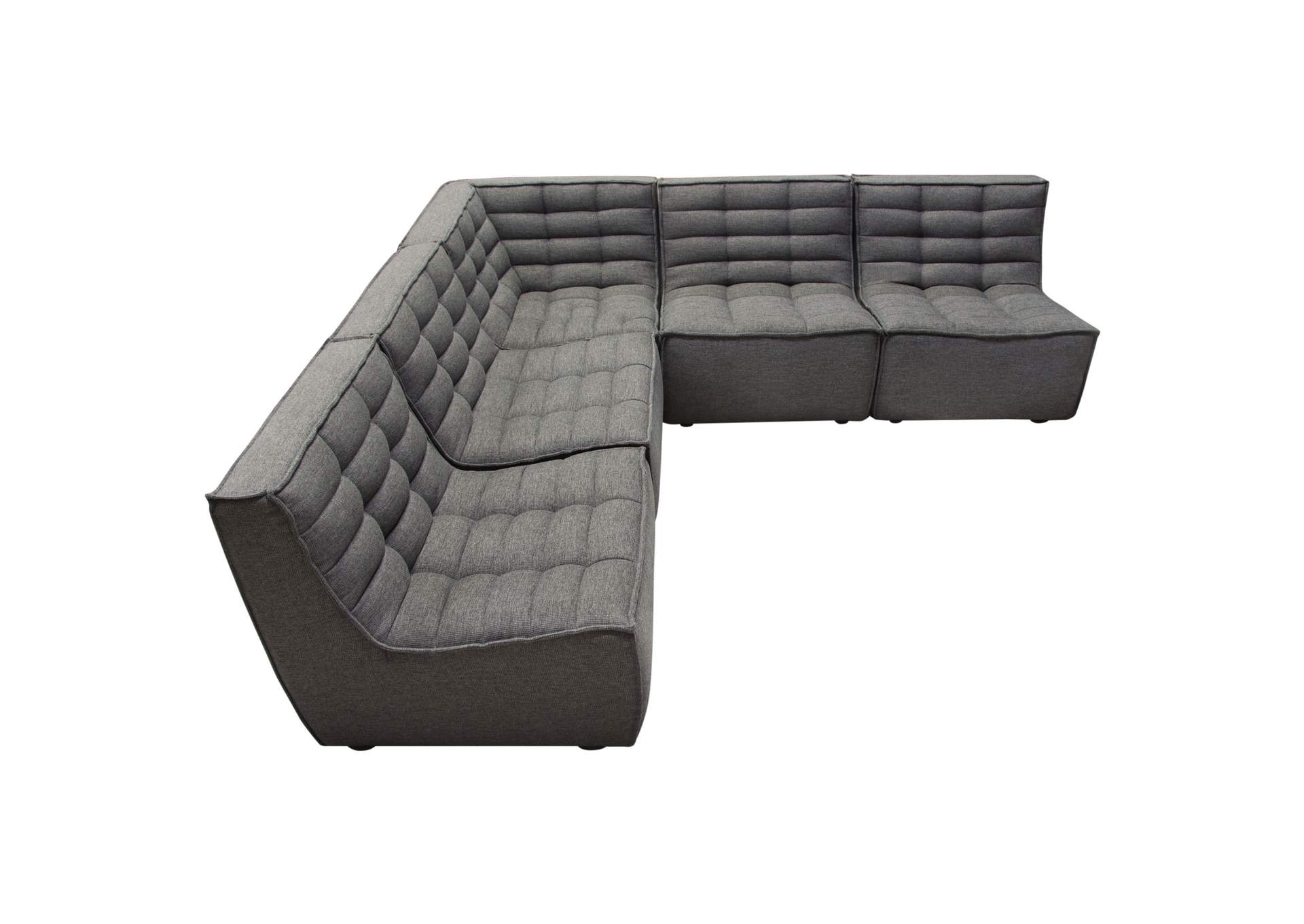 Marshall 5pc Corner Modular Sectional W/ Scooped Seat In Grey Fabric image 22