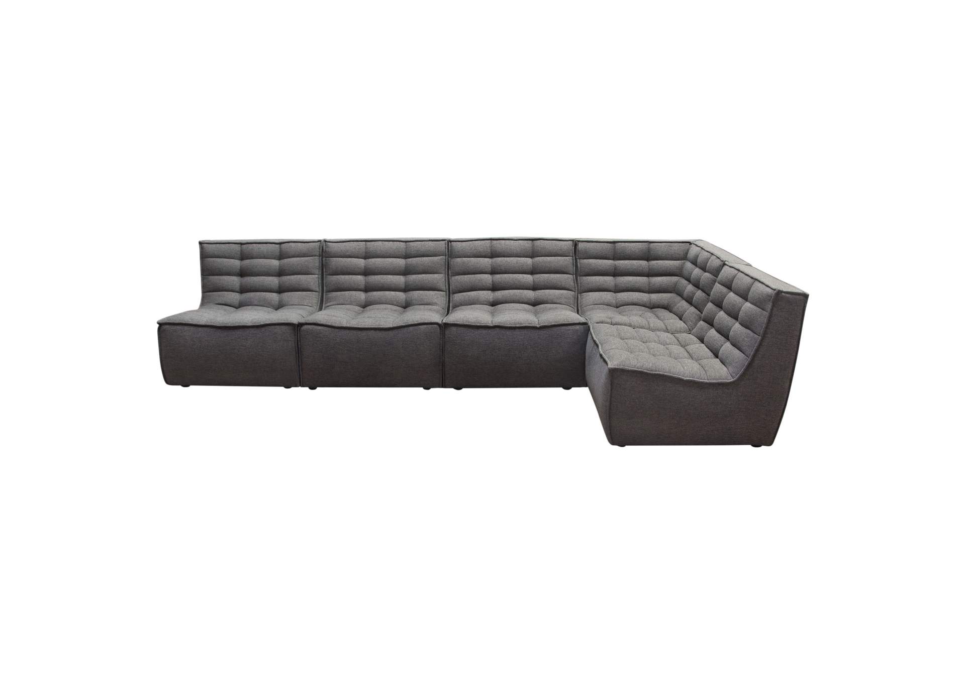 Marshall 5pc Corner Modular Sectional W/ Scooped Seat In Grey Fabric image 10