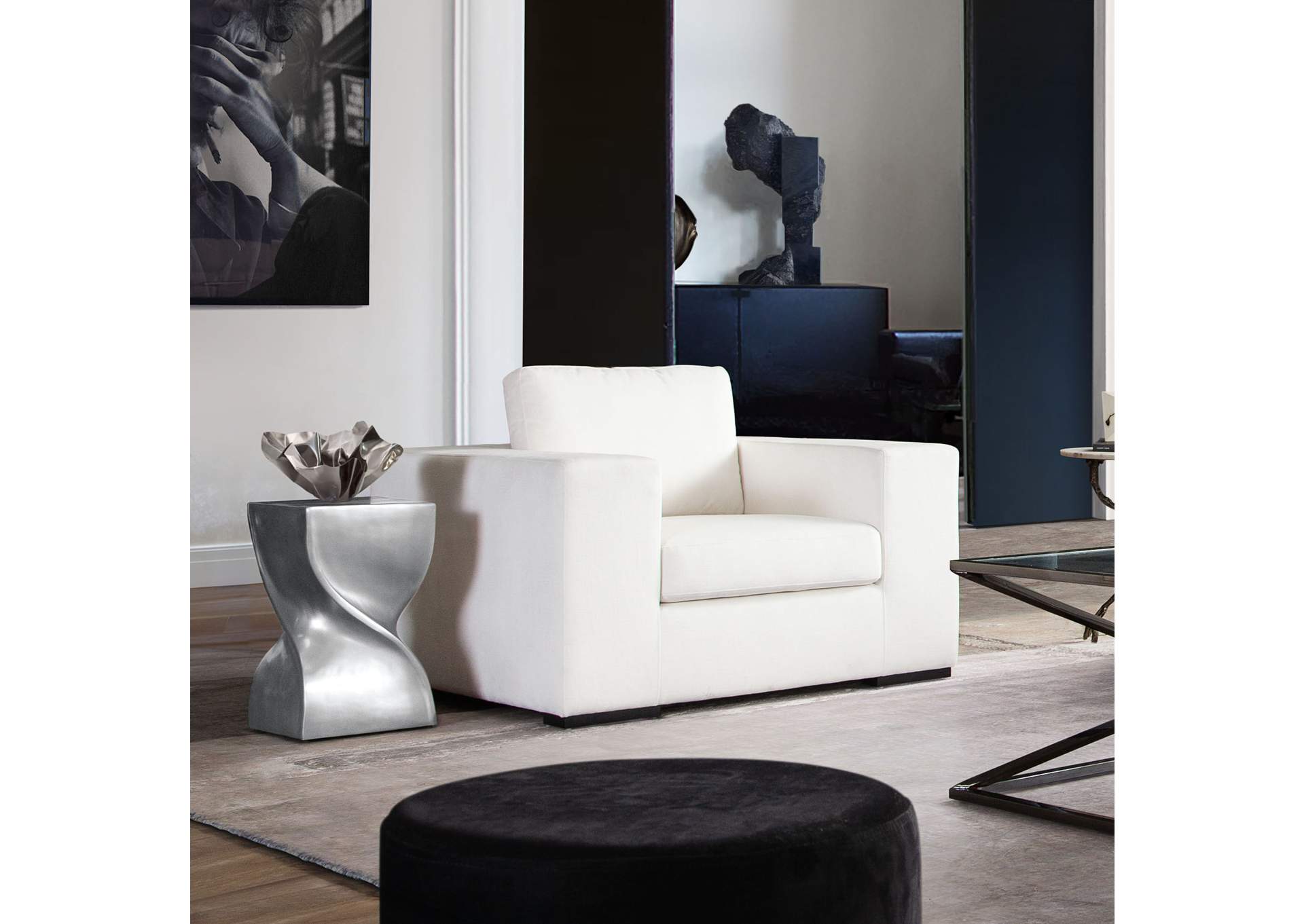 Muse Accent Chair In Mist White Performance Fabric image 9