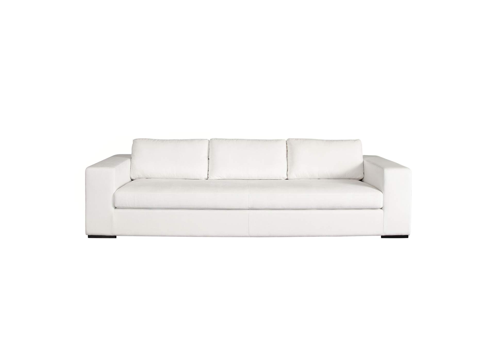 Muse Sofa In Mist White Performance Fabric W/ (4) Black Accent Pillows image 3