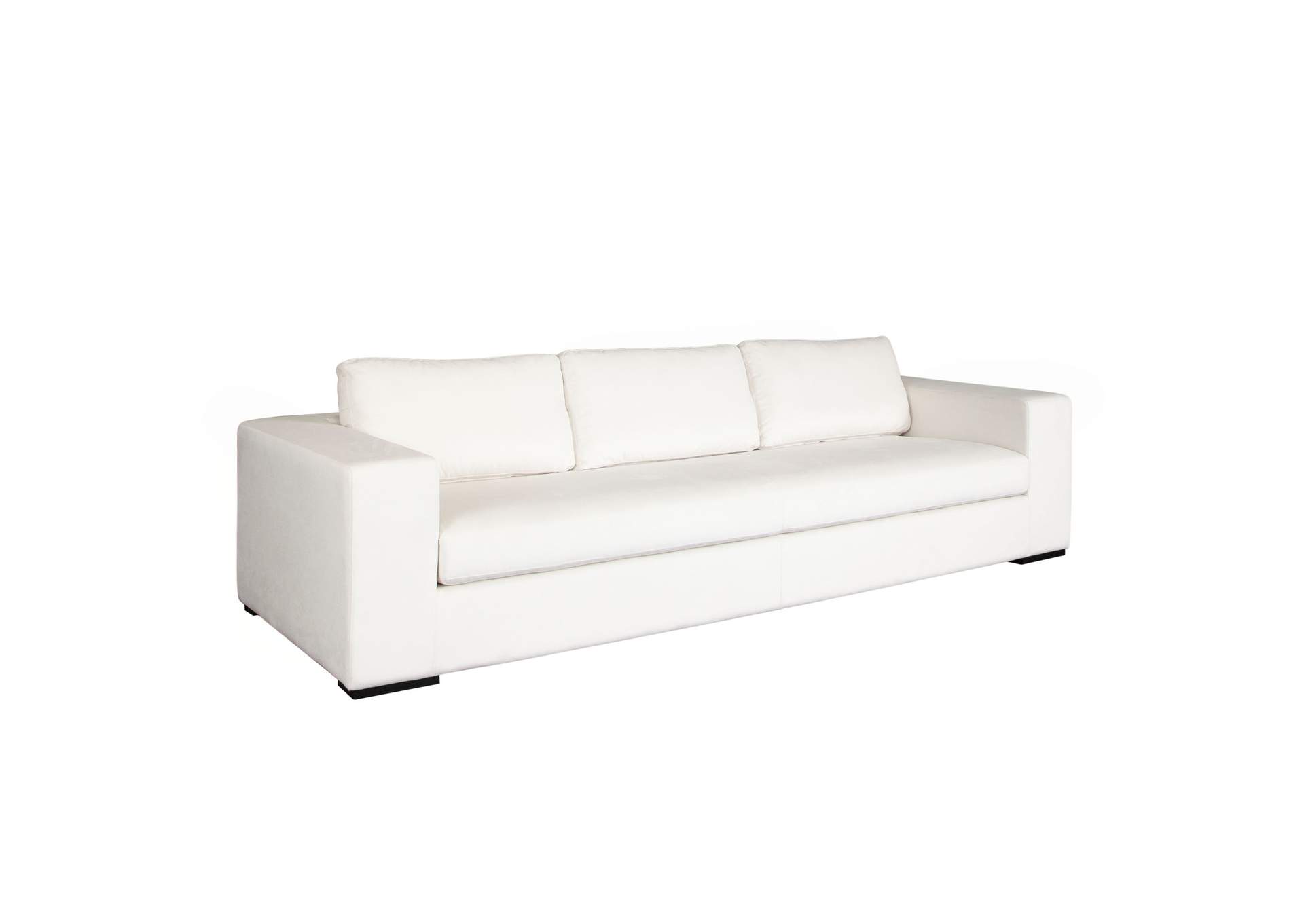Muse Sofa In Mist White Performance Fabric W/ (4) Black Accent Pillows image 8
