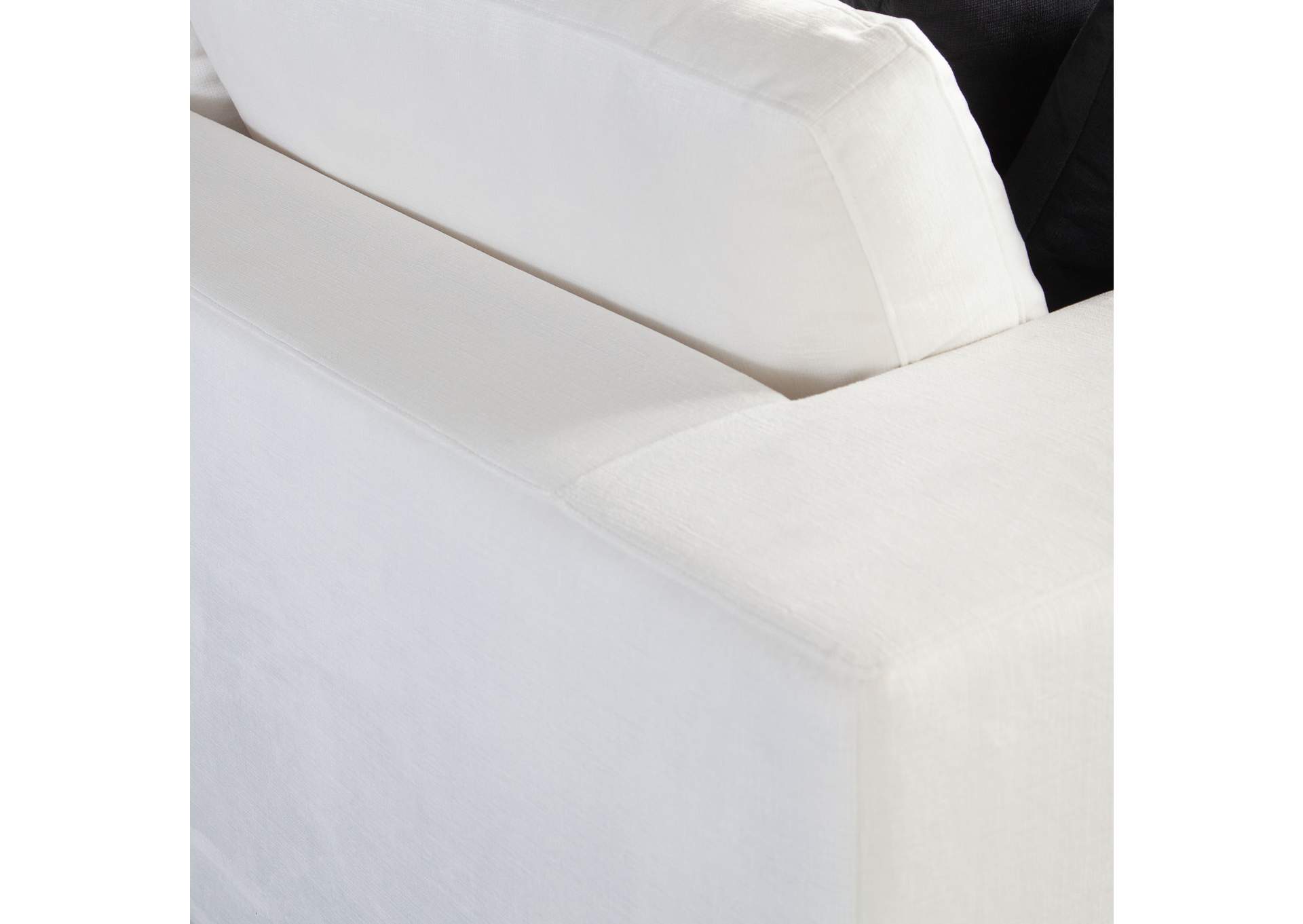 Muse Sofa In Mist White Performance Fabric W/ (4) Black Accent Pillows image 11