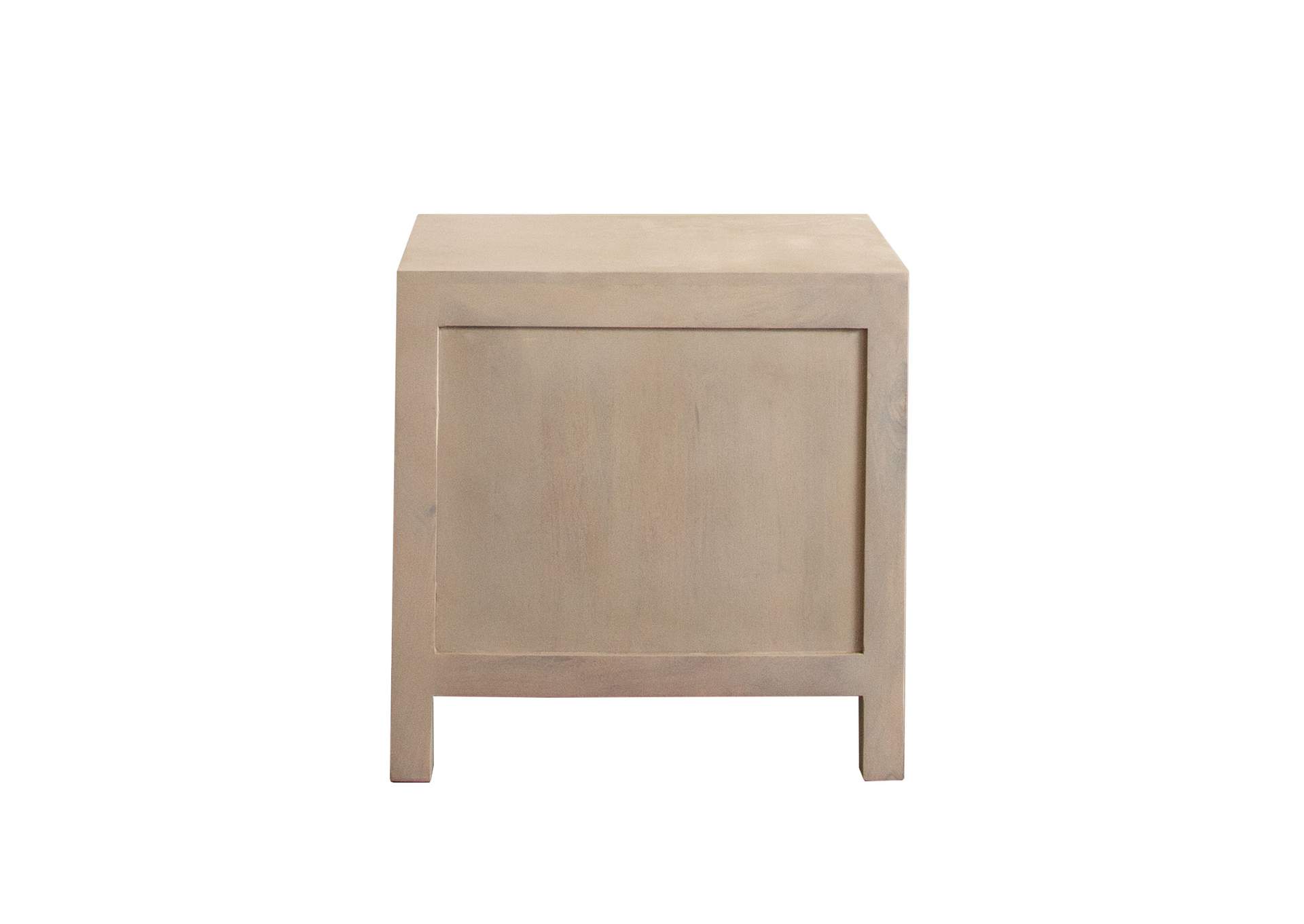Palm Solid Mango Wood 2-door, 1-drawer End Table In Natural Finish W/ Woven Rope Door Fronts image 13