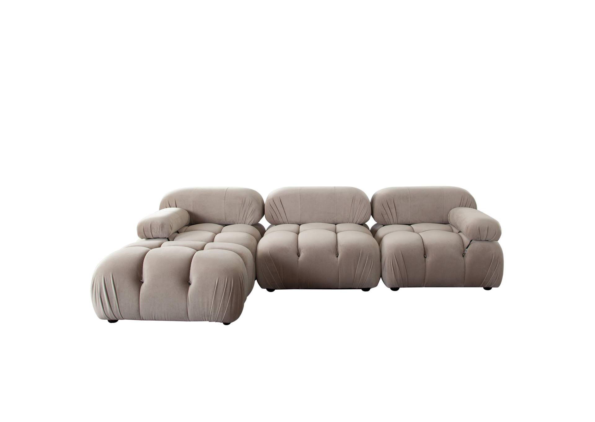 Paloma 4pc Modular 111 Inch Reversible Chaise Sectional In Mink Tan Velvet image 1