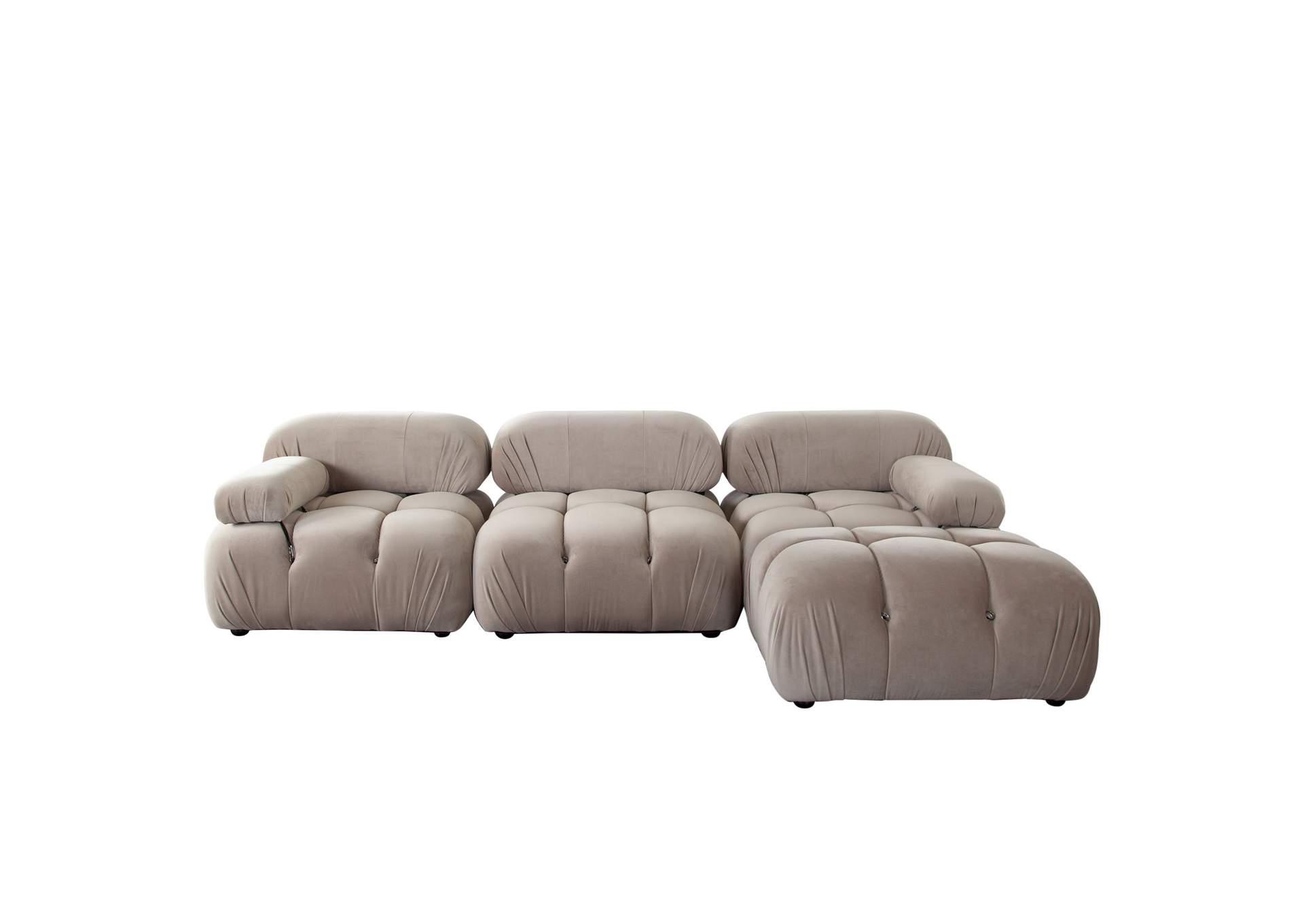 Paloma 4pc Modular 111 Inch Reversible Chaise Sectional In Mink Tan Velvet image 3