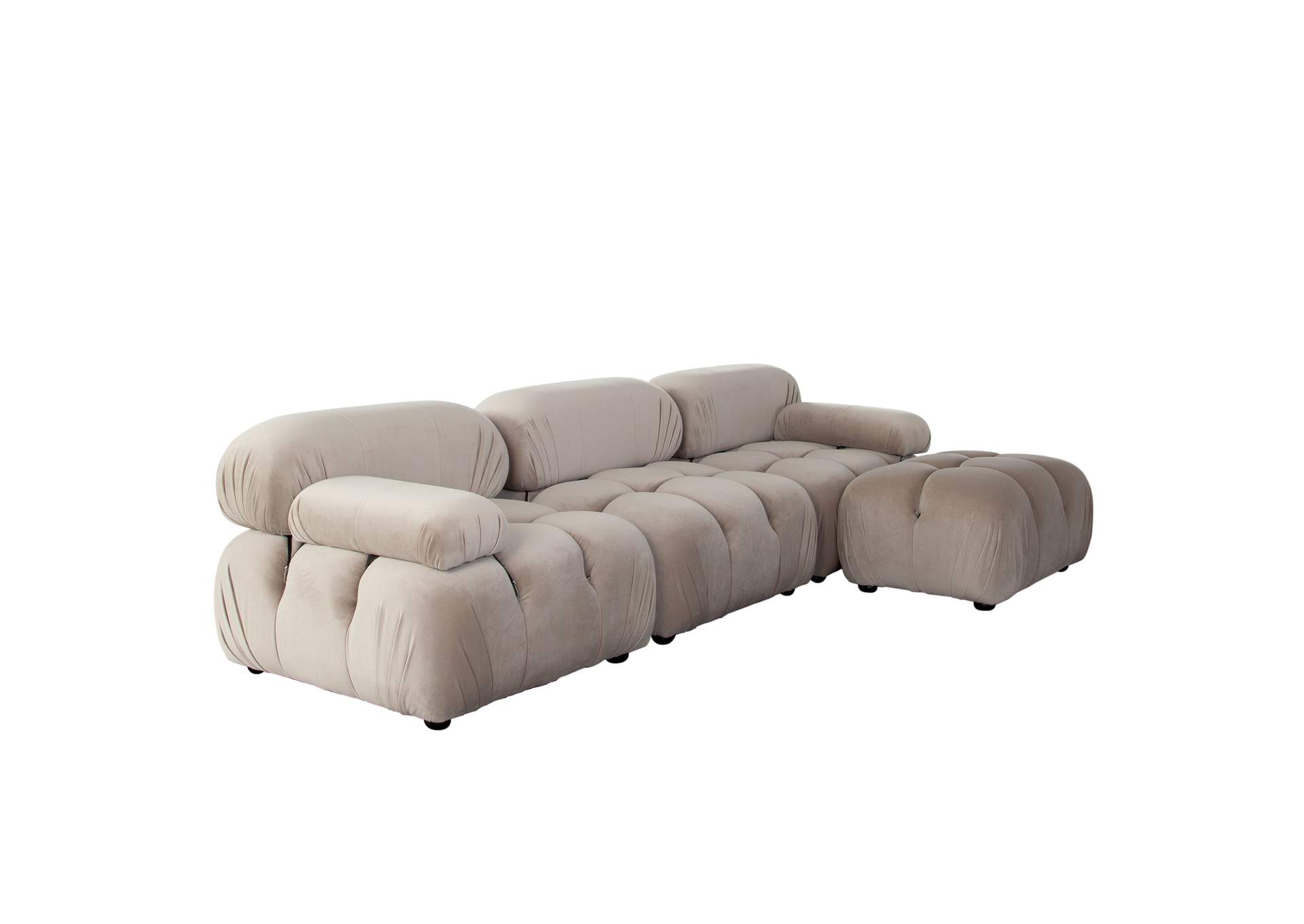 Paloma 4pc Modular 111 Inch Reversible Chaise Sectional In Mink Tan Velvet image 4