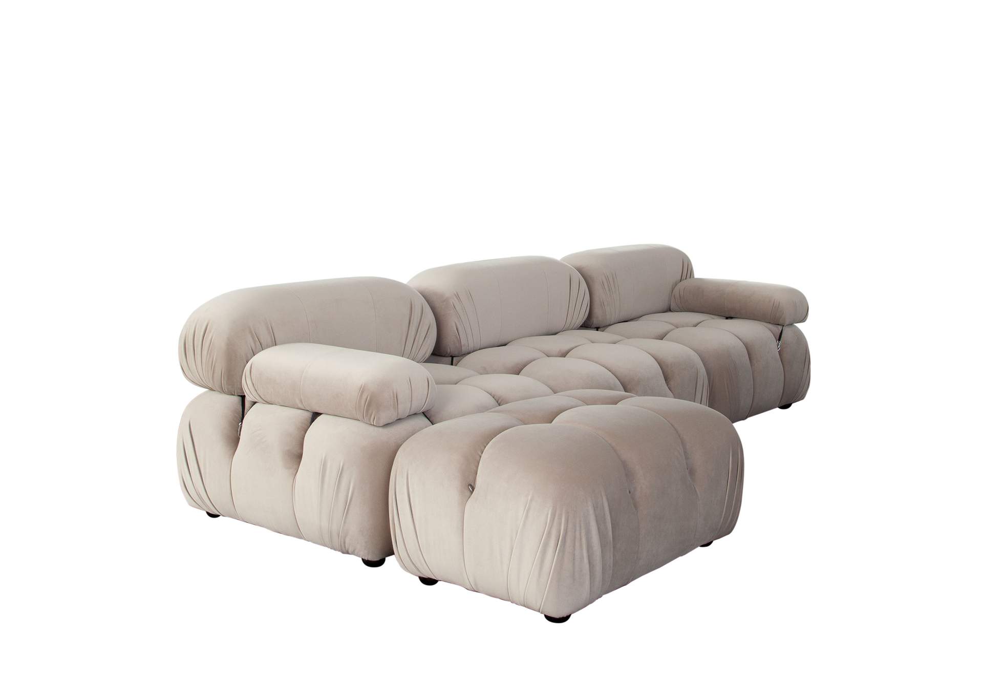 Paloma 4pc Modular 111 Inch Reversible Chaise Sectional In Mink Tan Velvet image 5