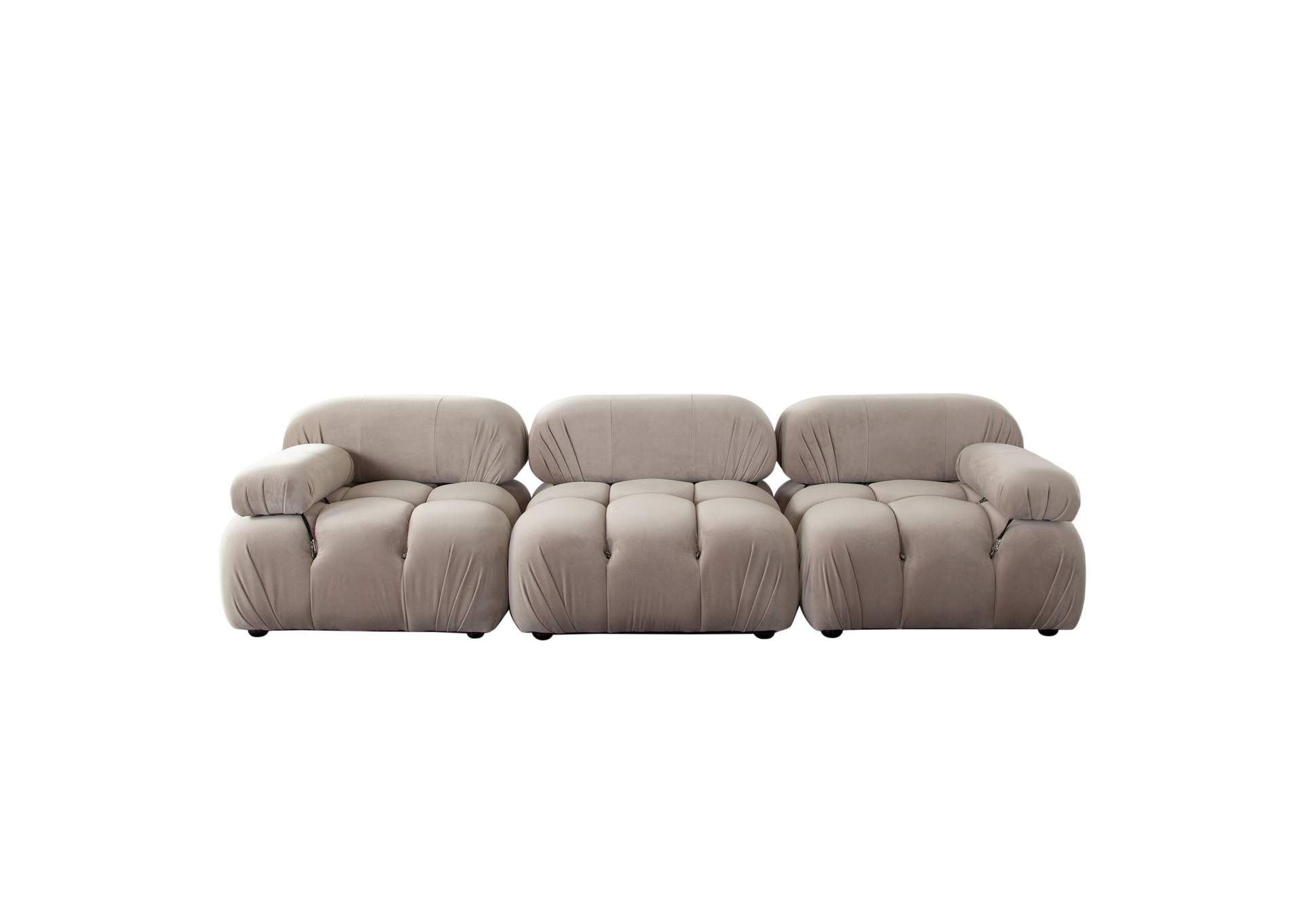 Paloma 3pc Modular 111 Inch Sofa In Mink Tan Velvet image 1