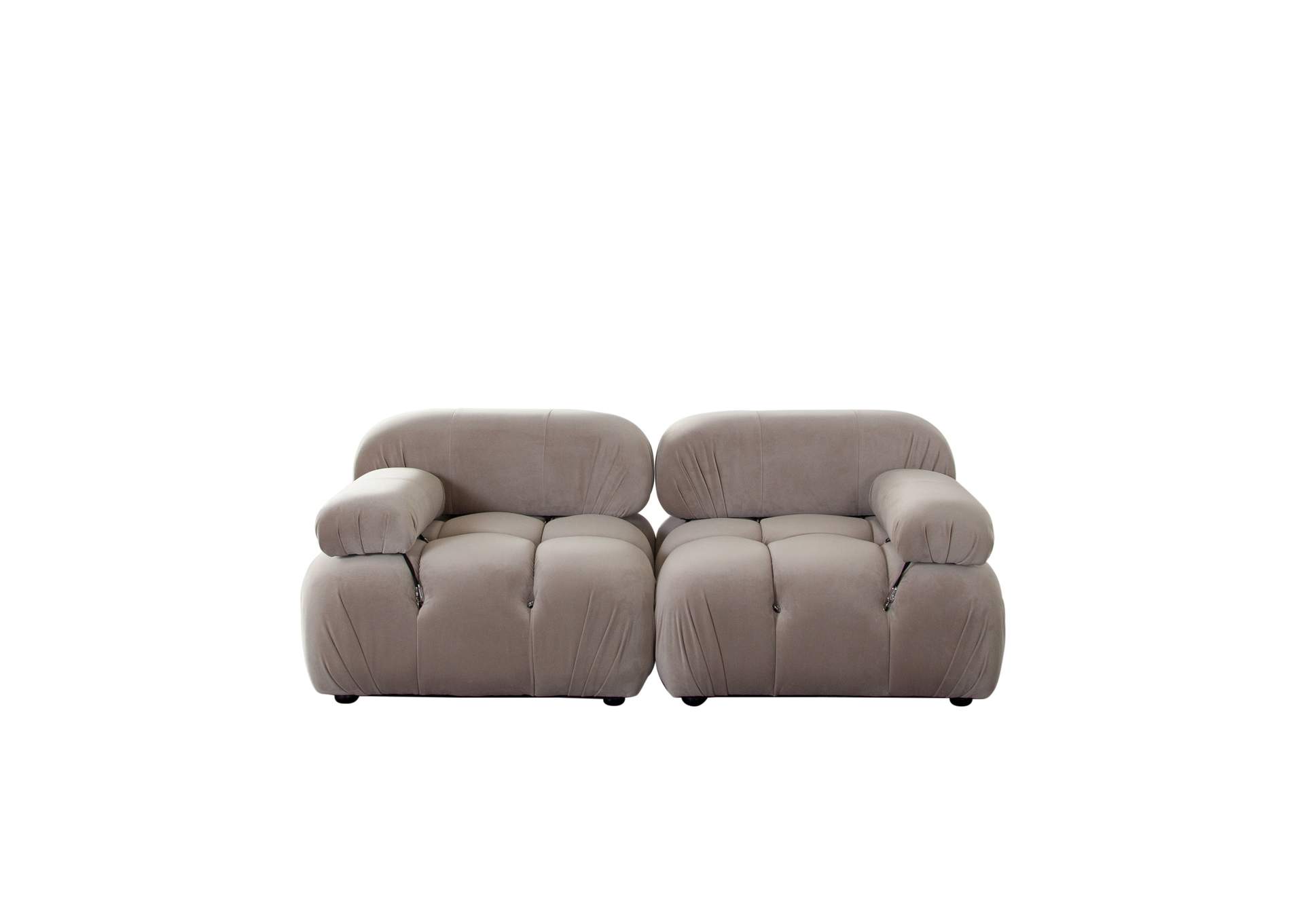 Paloma 2pc Modular 74 Inch Sofa In Mink Tan Velvet image 1