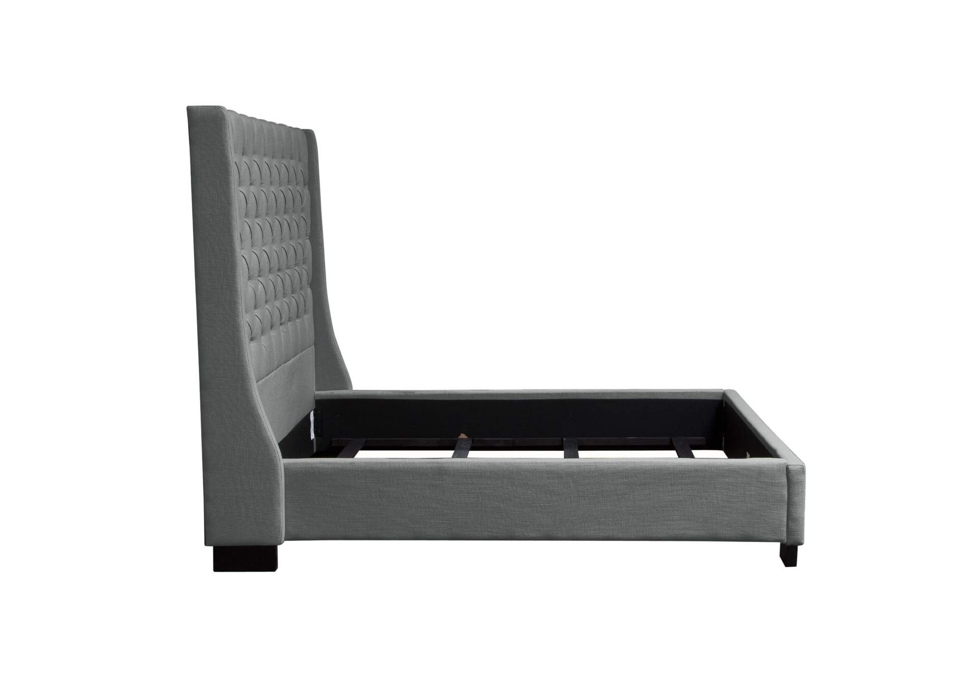 Park Avenue Eastern King Tufted Bed With Vintage Wing In Grey Linen image 10