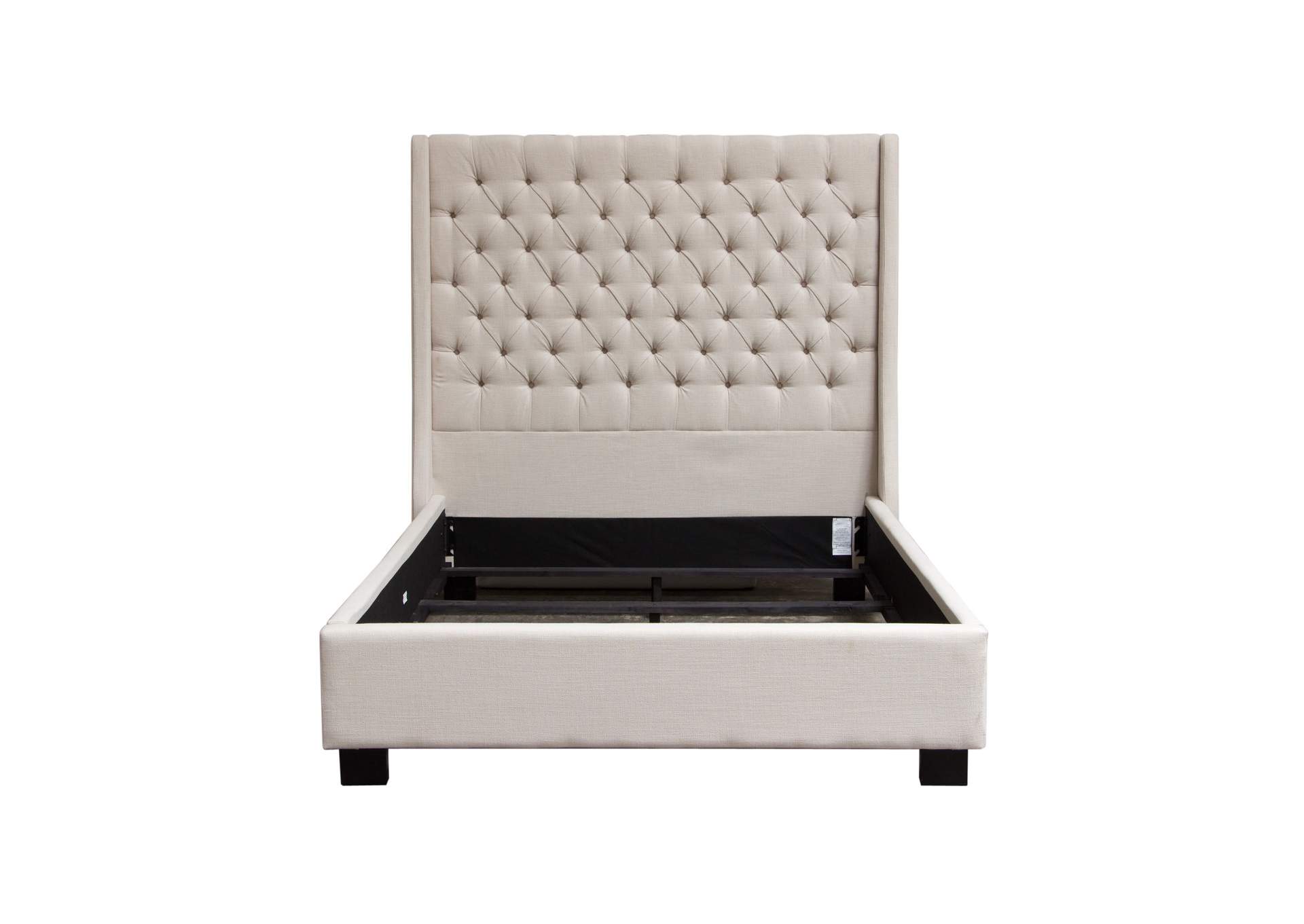Park Avenue Eastern King Tufted Bed With Vintage Wing In Desert Sand Linen