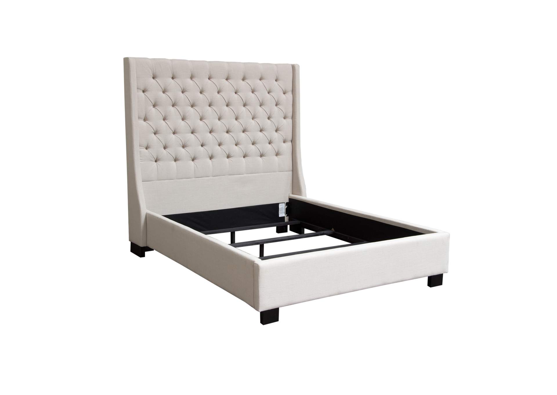 Park Avenue Eastern King Tufted Bed With Vintage Wing In Desert Sand Linen image 9