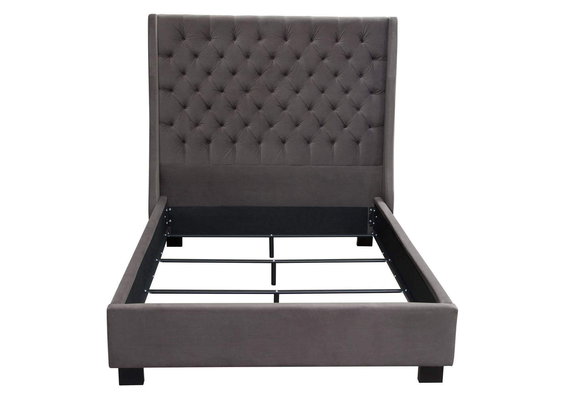 Park Avenue Eastern King Tufted Bed With Vintage Wing In Smoke Grey Velvet image 20