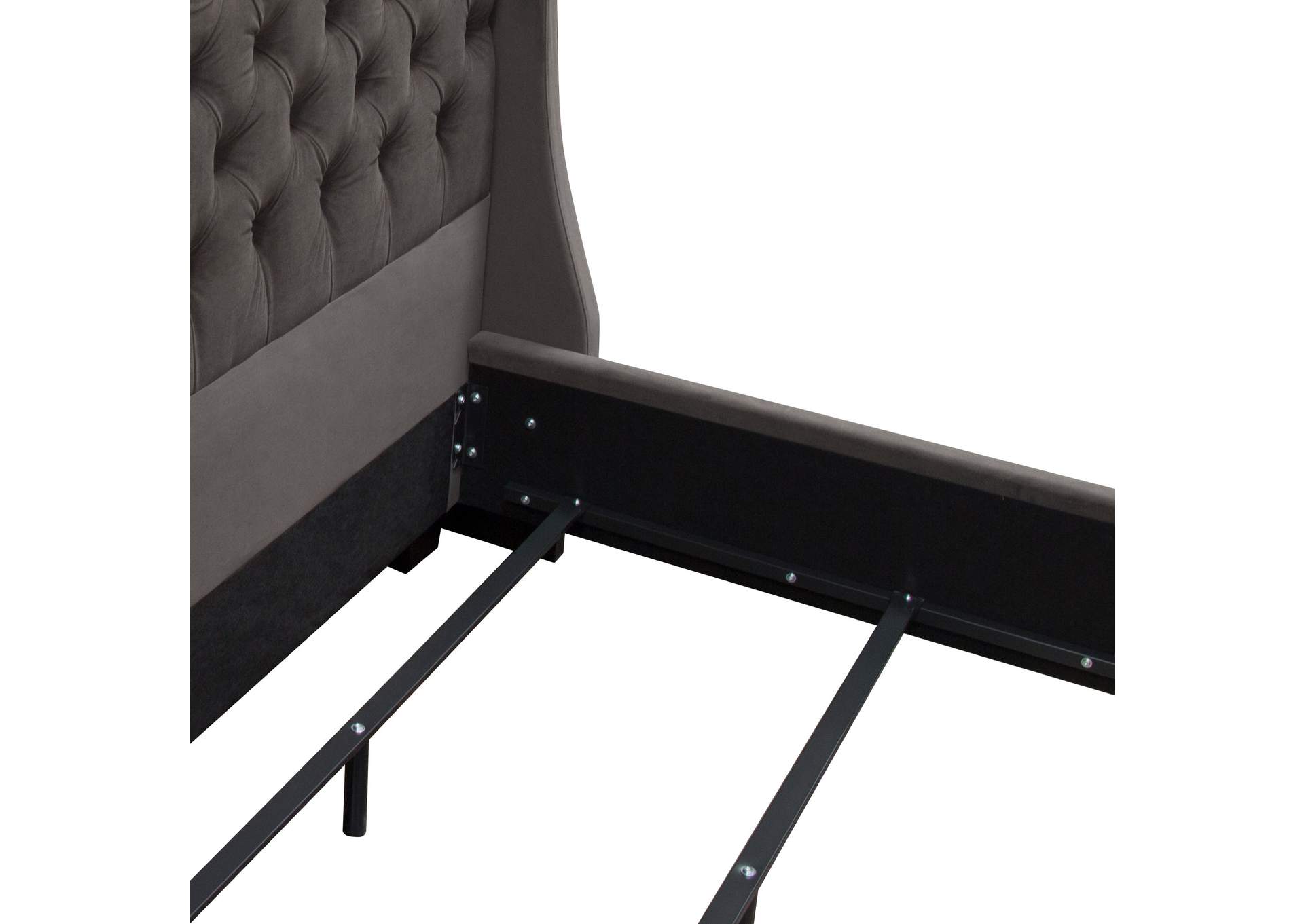 Park Avenue Eastern King Tufted Bed With Vintage Wing In Smoke Grey Velvet image 19