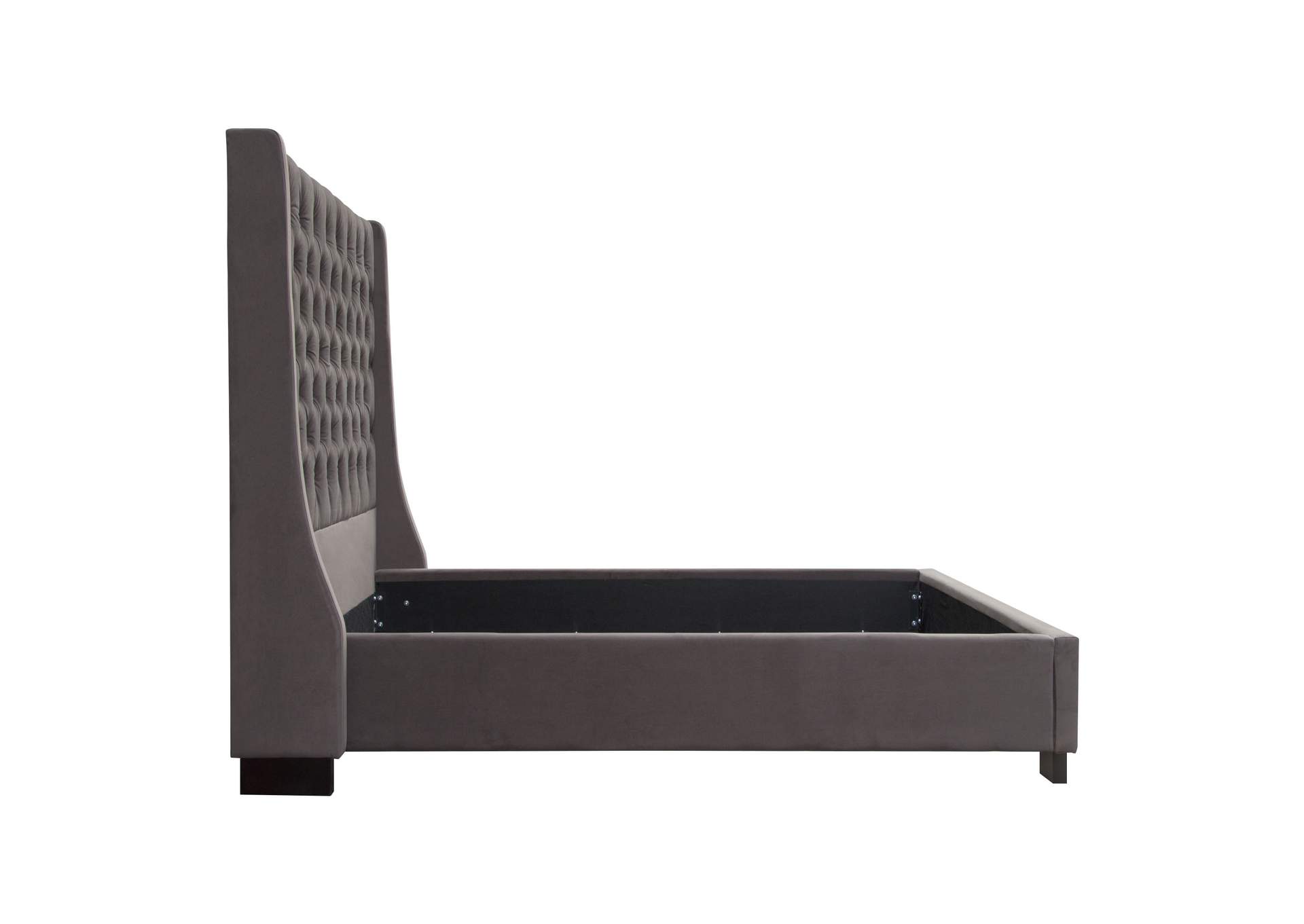 Park Avenue Eastern King Tufted Bed With Vintage Wing In Smoke Grey Velvet image 10