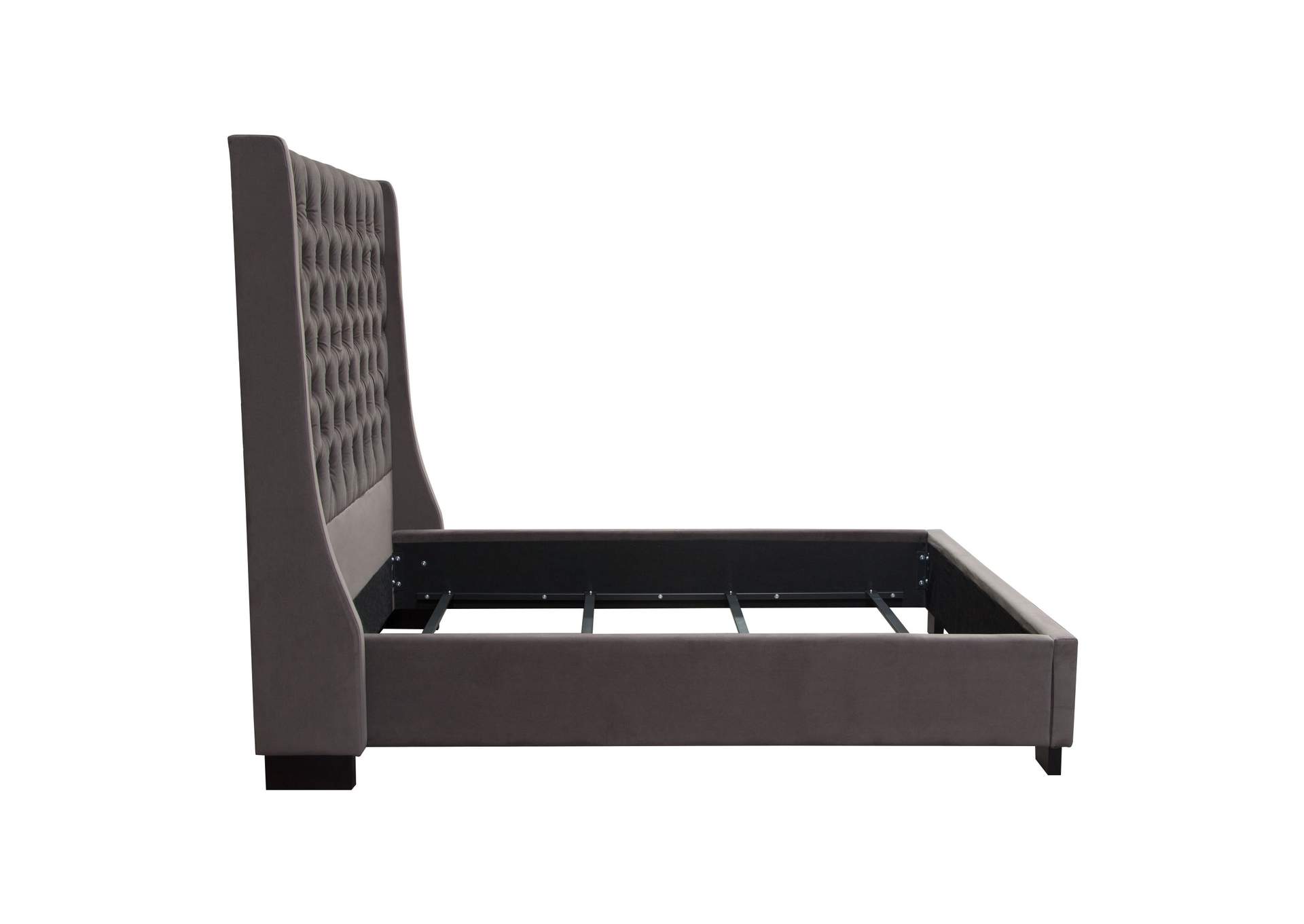 Park Avenue Eastern King Tufted Bed With Vintage Wing In Smoke Grey Velvet image 9