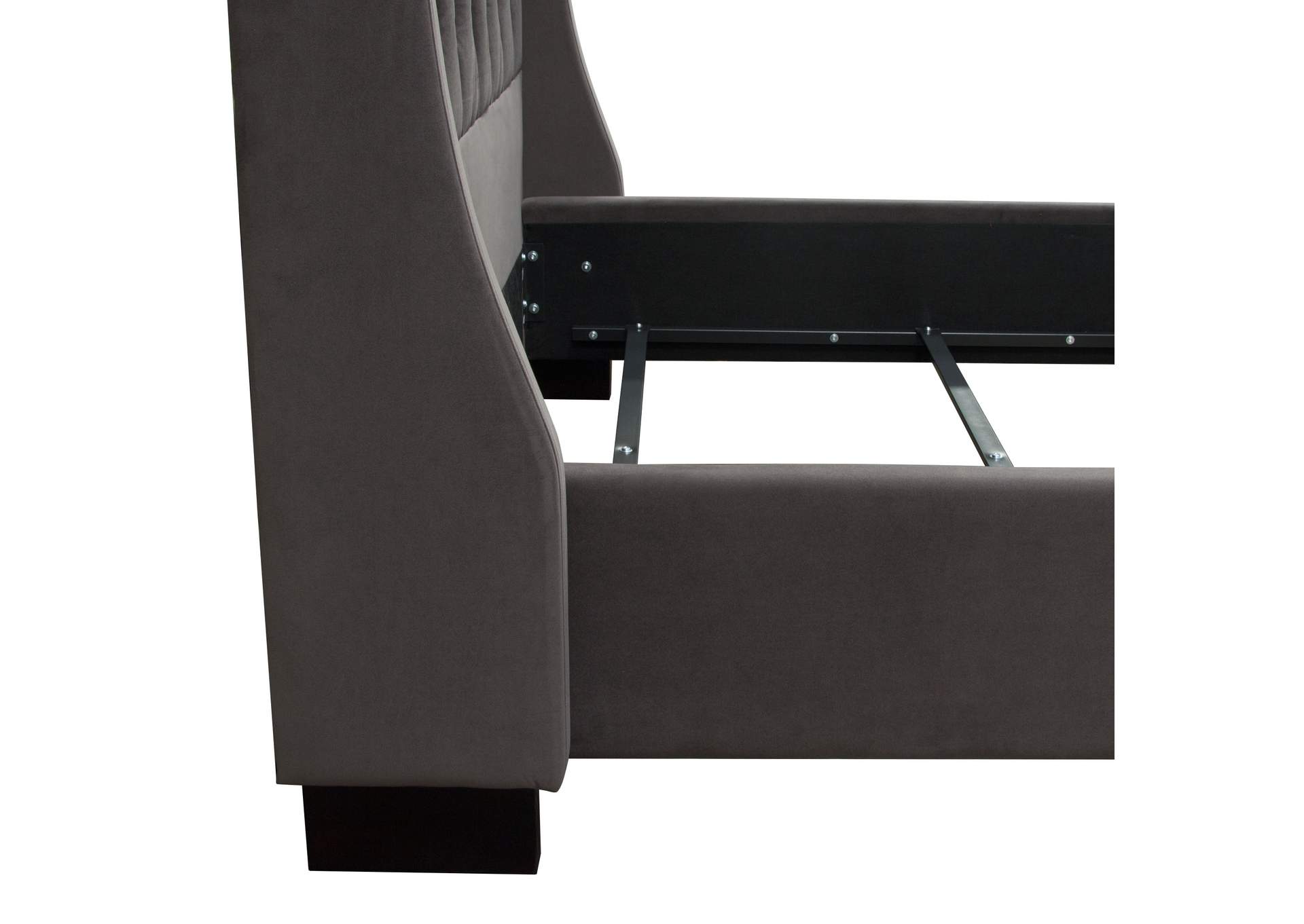 Park Avenue Eastern King Tufted Bed With Vintage Wing In Smoke Grey Velvet image 7