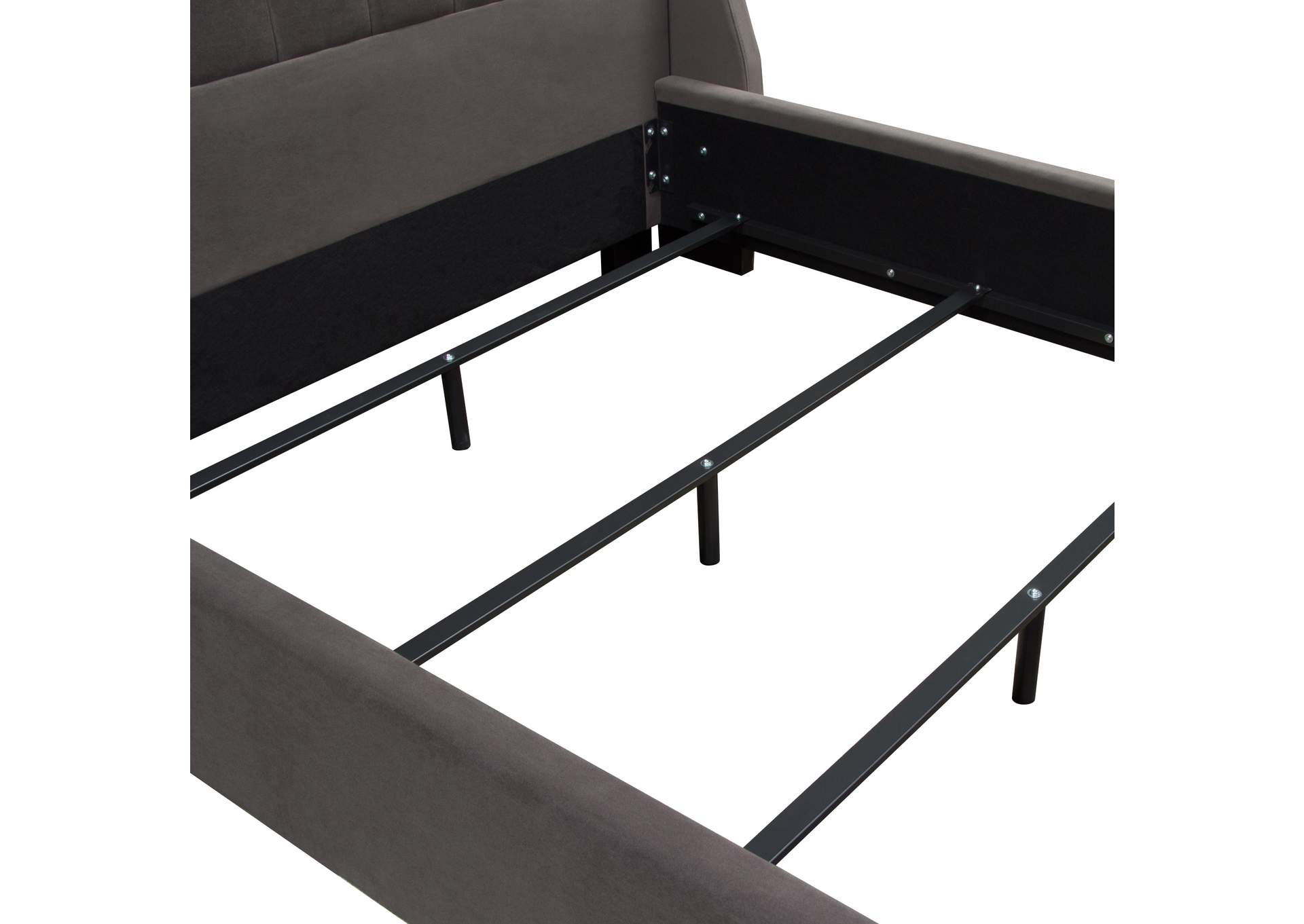 Park Avenue Eastern King Tufted Bed With Vintage Wing In Smoke Grey Velvet image 4
