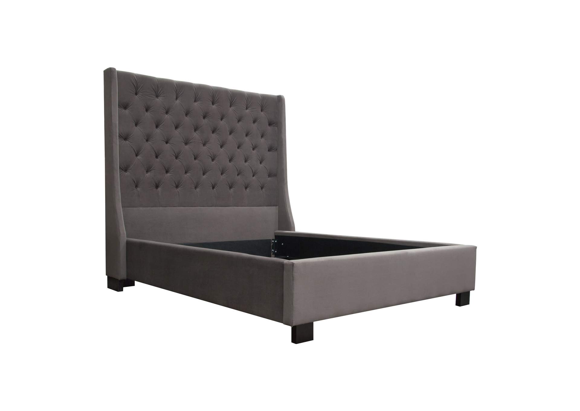 Park Avenue Queen Tufted Bed With Vintage Wing In Smoke Grey Velvet image 13