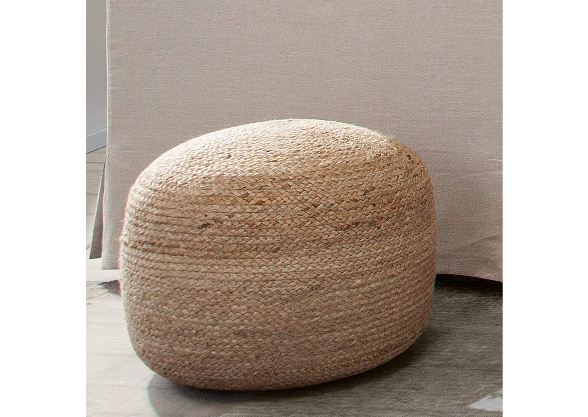 Round Pouf In Natural Jute Fiber image 5