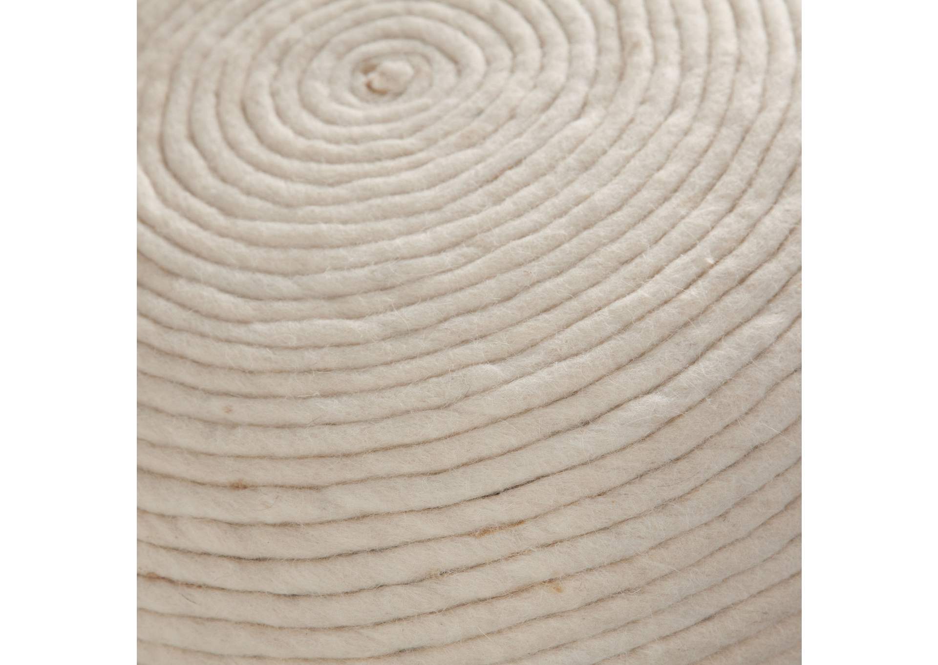 Round Pouf In White Dyed Natural Wool image 4
