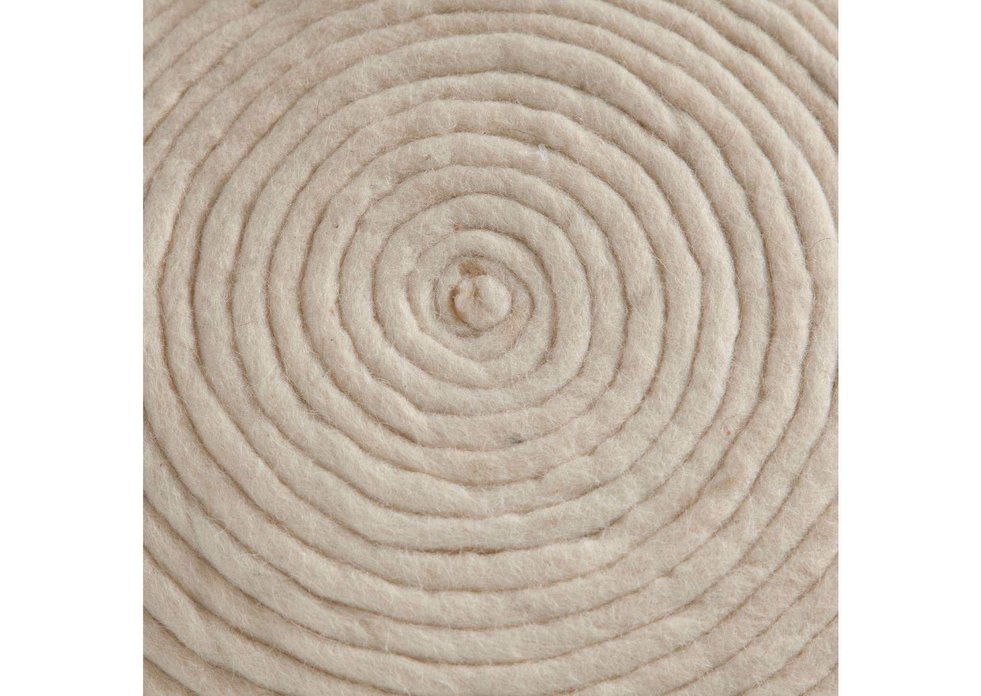 Round Pouf In White Dyed Natural Wool image 9