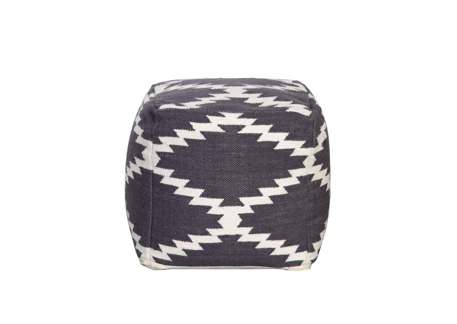 Square Pouf In White/grey Pattern Wool image 1