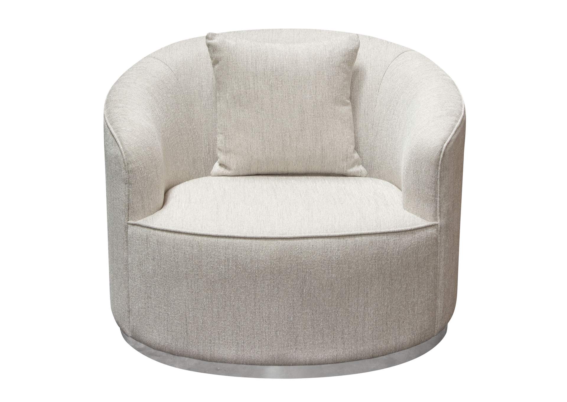 Raven Chair In Light Cream Fabric W/ Brushed Silver Accent Trim image 1