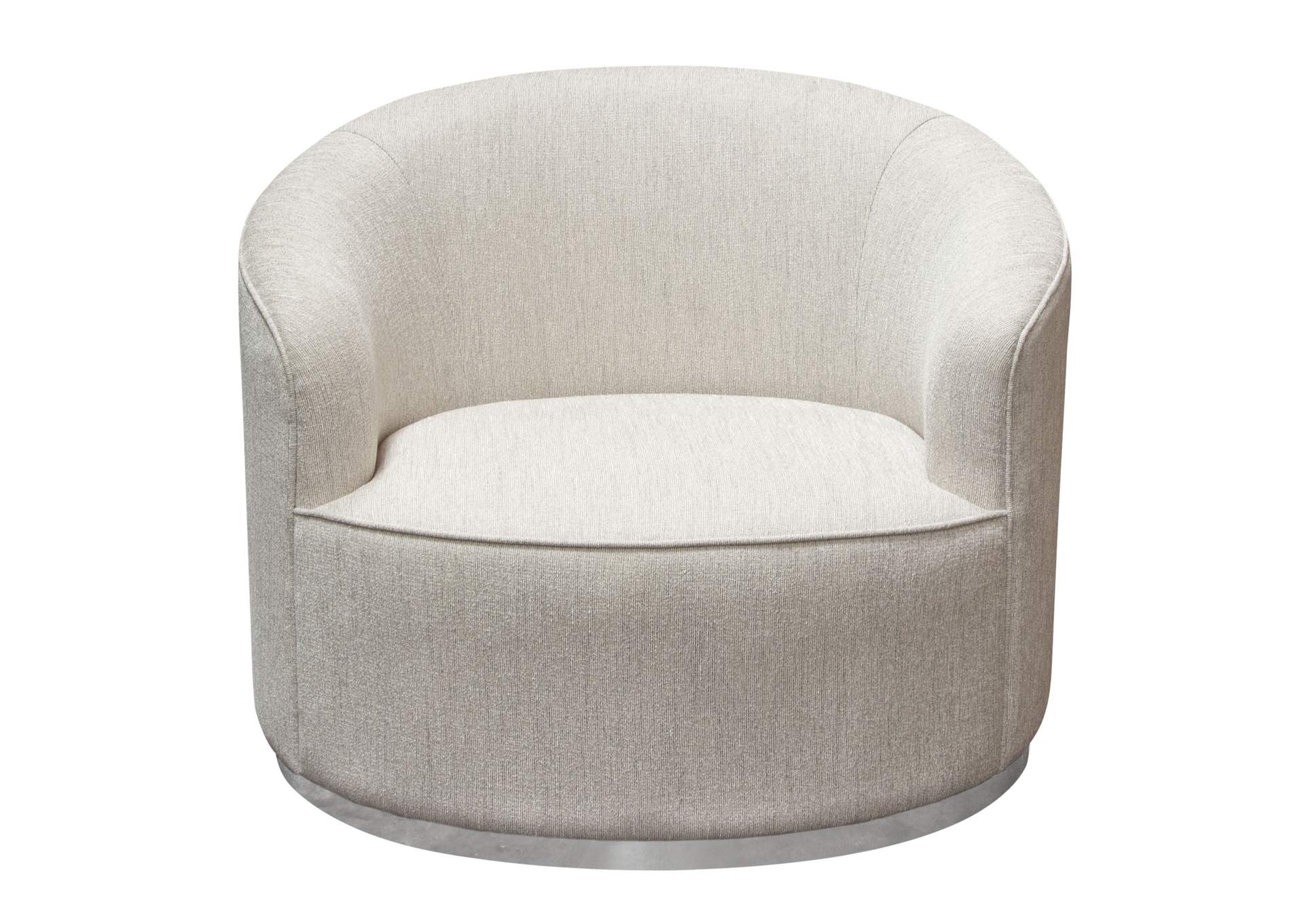 Raven Chair In Light Cream Fabric W/ Brushed Silver Accent Trim image 21