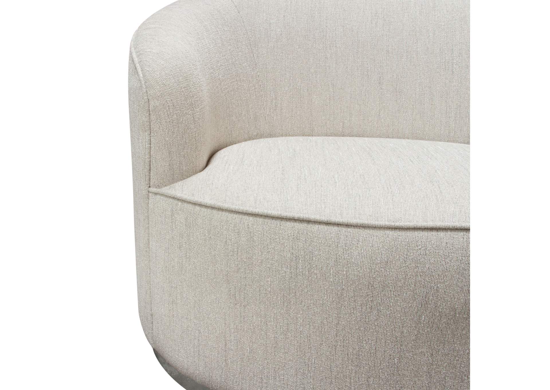 Raven Chair In Light Cream Fabric W/ Brushed Silver Accent Trim image 19