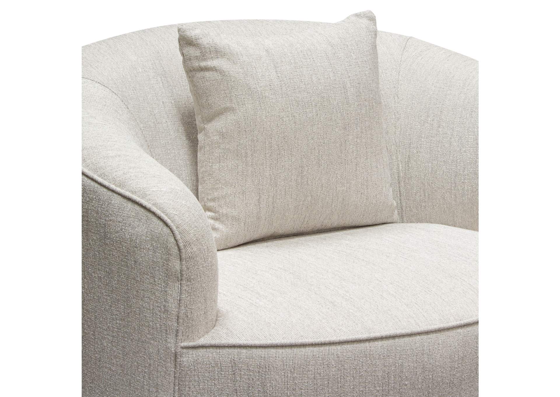 Raven Chair In Light Cream Fabric W/ Brushed Silver Accent Trim image 18
