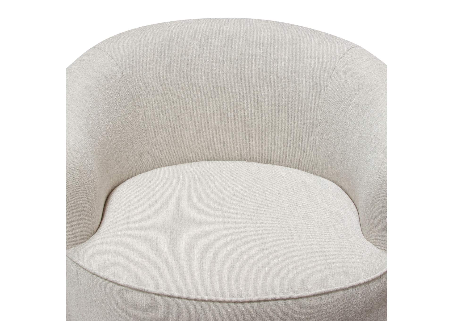 Raven Chair In Light Cream Fabric W/ Brushed Silver Accent Trim image 16